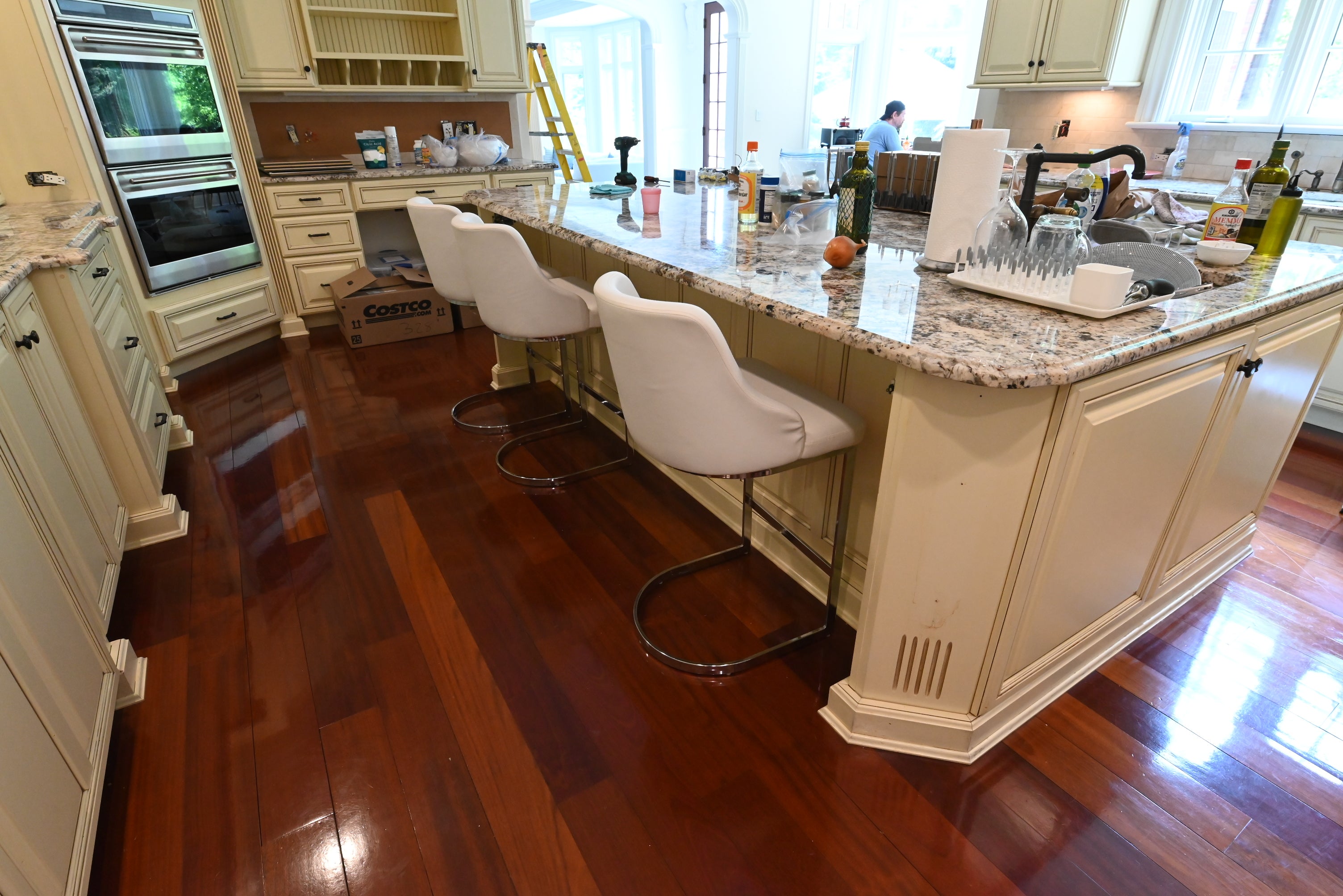 “The Ashbourne” Traditional Muted Cream Kitchen with Island & Desk Area