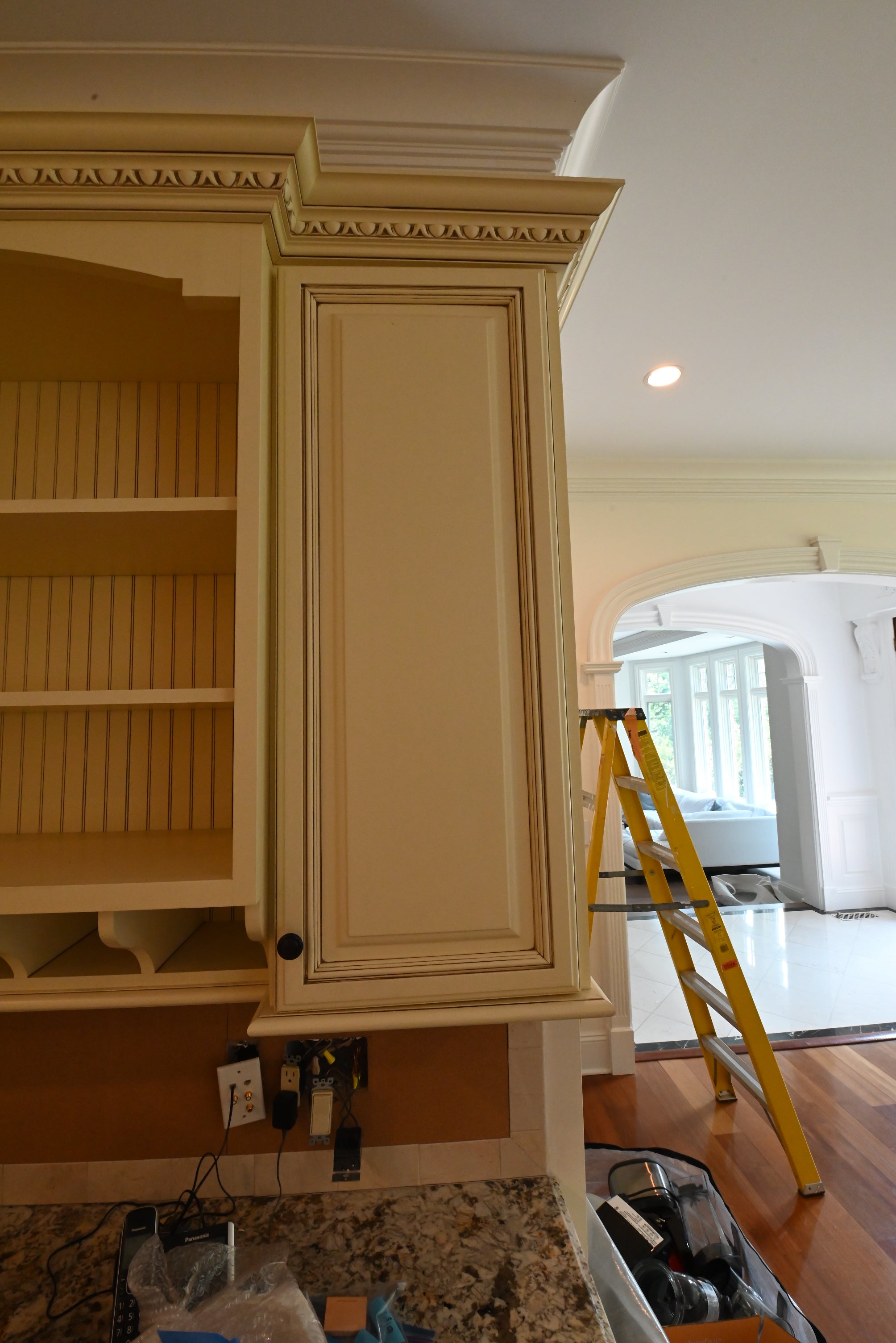 “The Ashbourne” Traditional Muted Cream Kitchen with Island & Desk Area