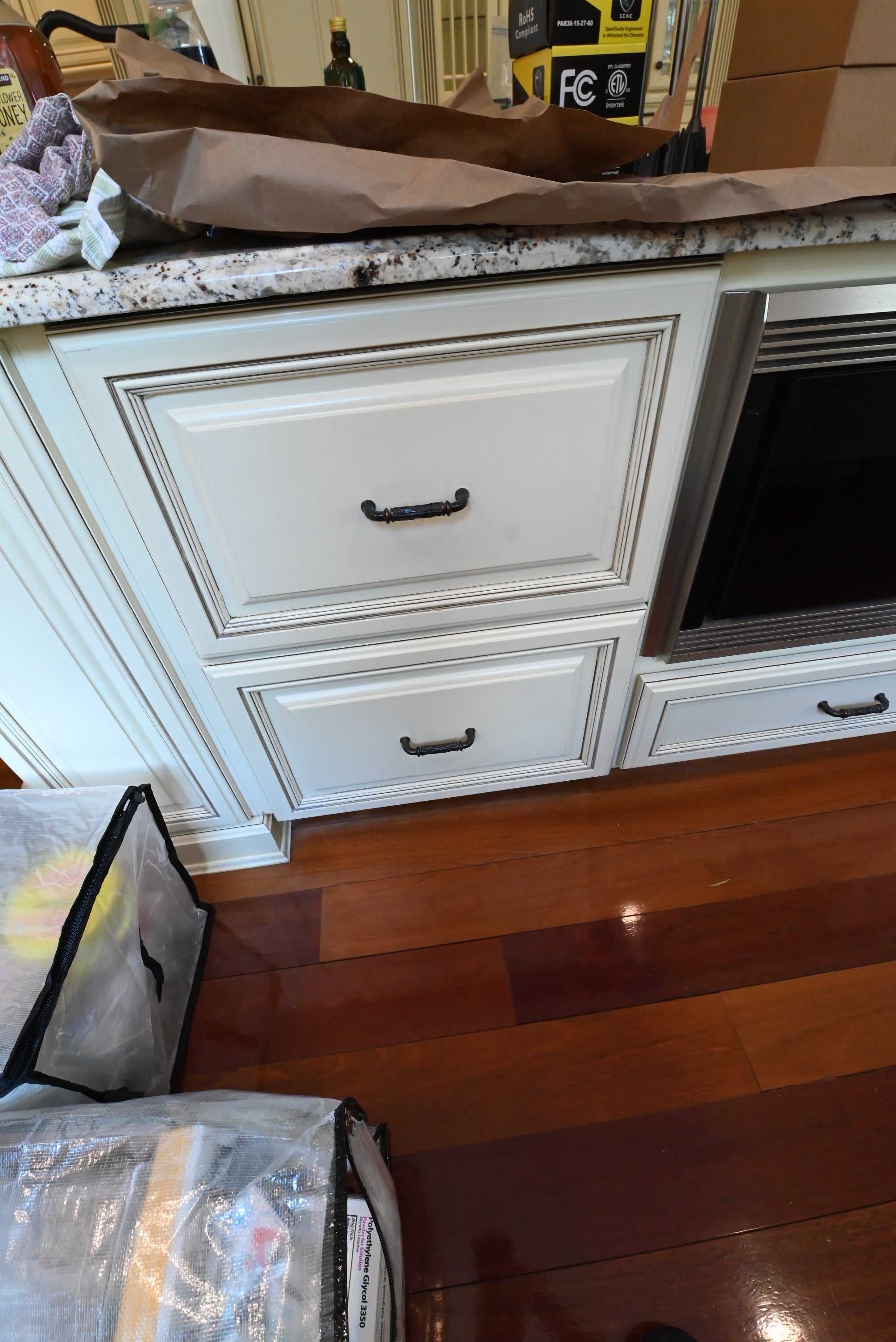 “The Ashbourne” Traditional Muted Cream Kitchen with Island & Desk Area
