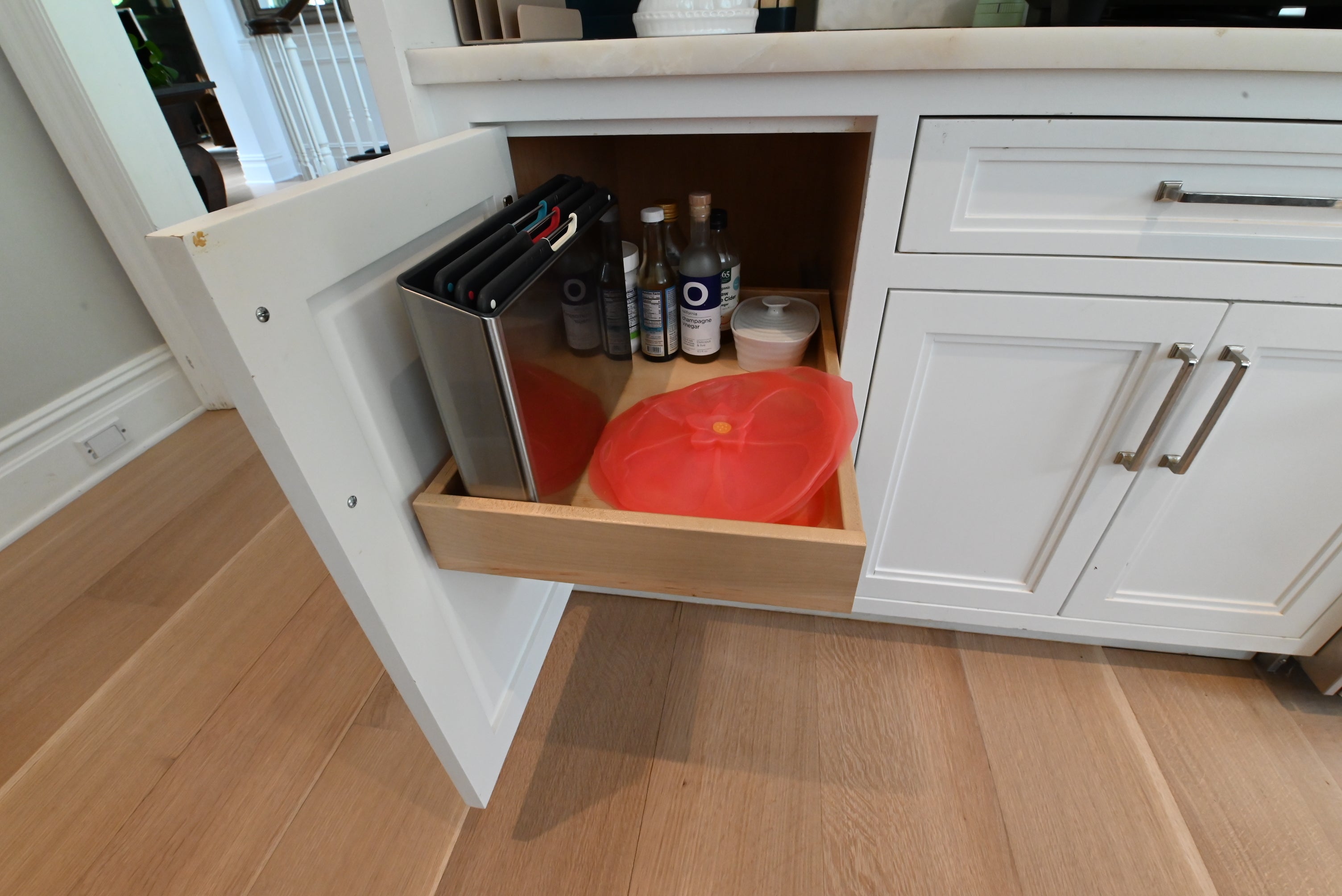 "The Abercorn" Transitional White Kitchen with Island & 48" Wolf Range