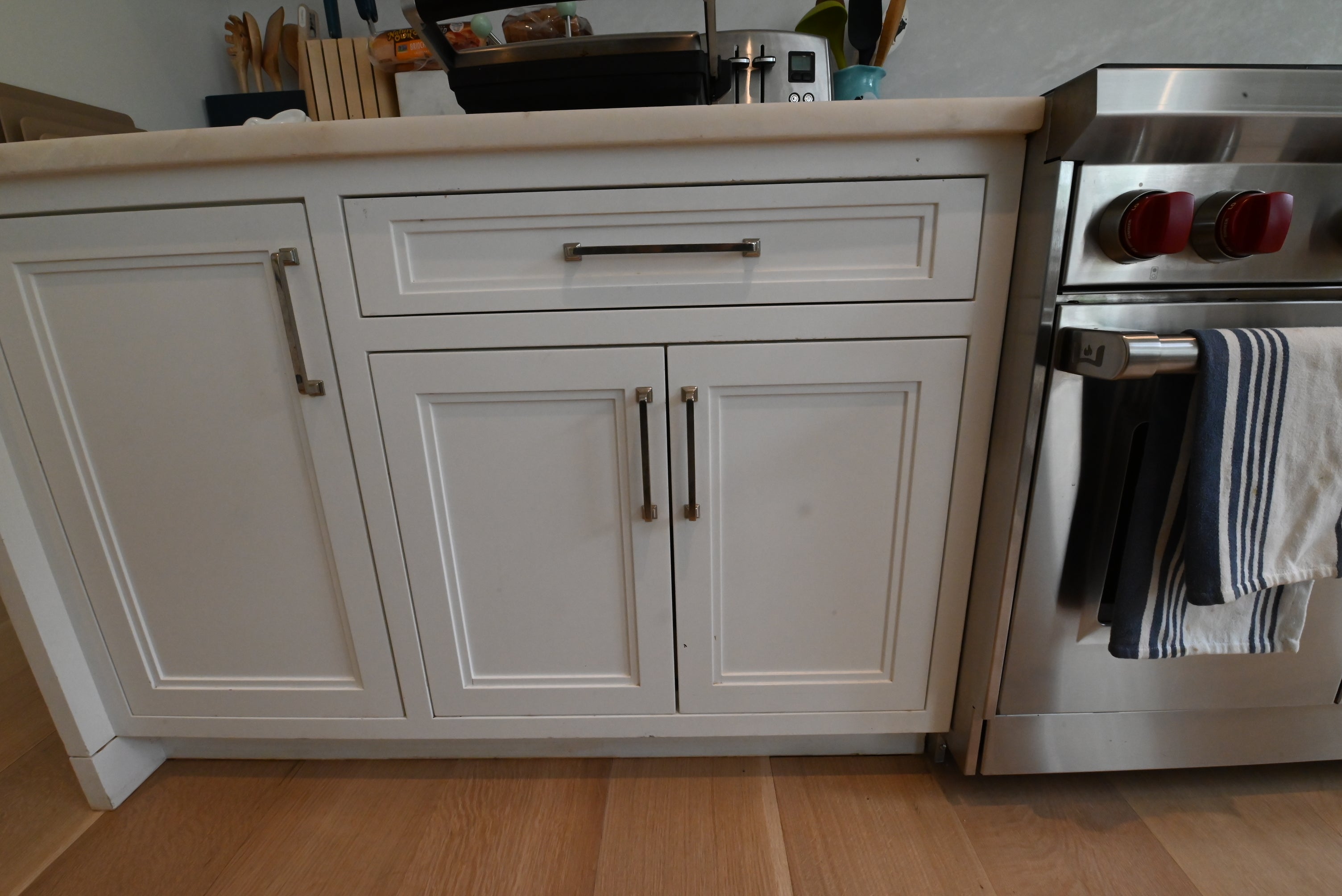 "The Abercorn" Transitional White Kitchen with Island & 48" Wolf Range