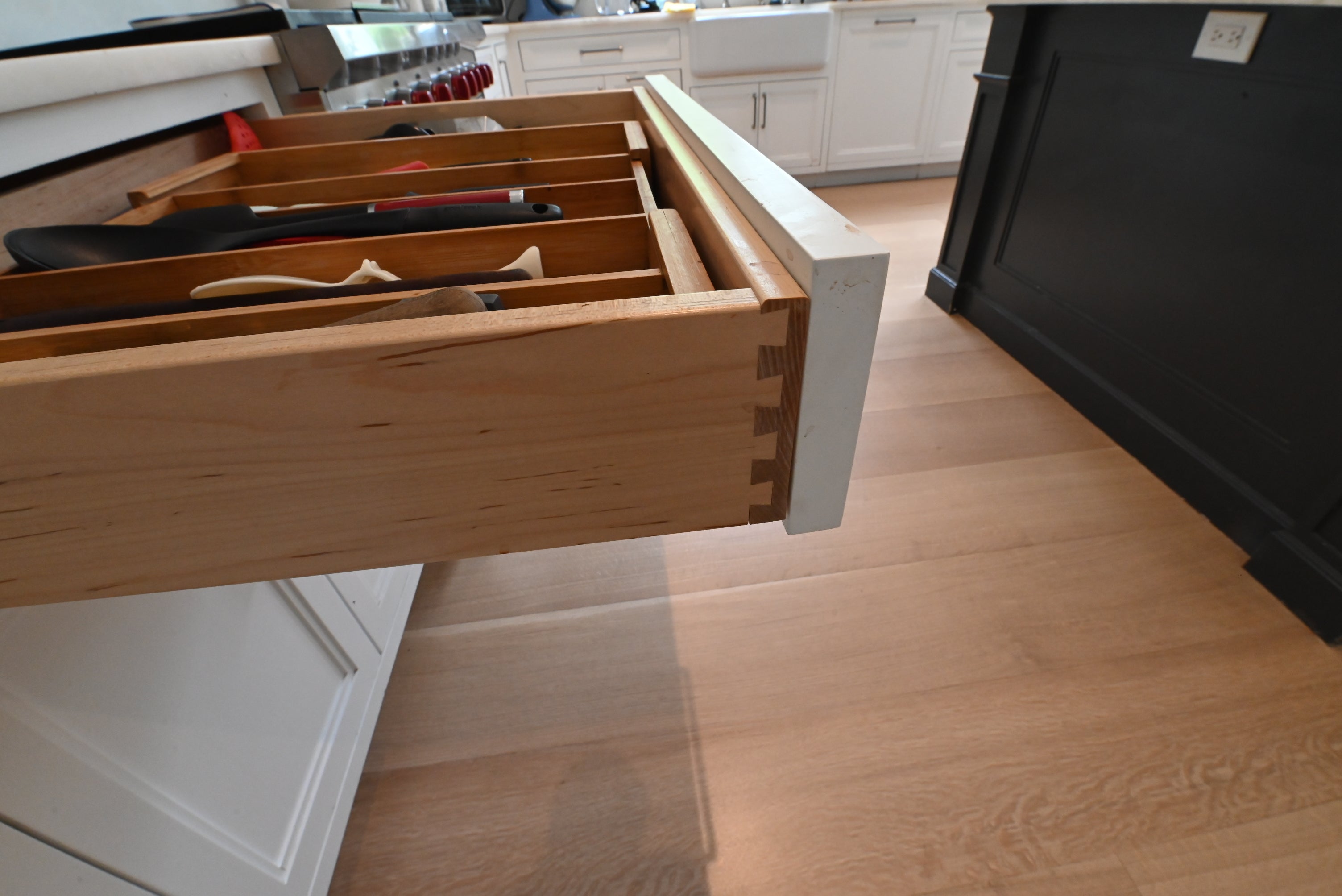 "The Abercorn" Transitional White Kitchen with Island & 48" Wolf Range