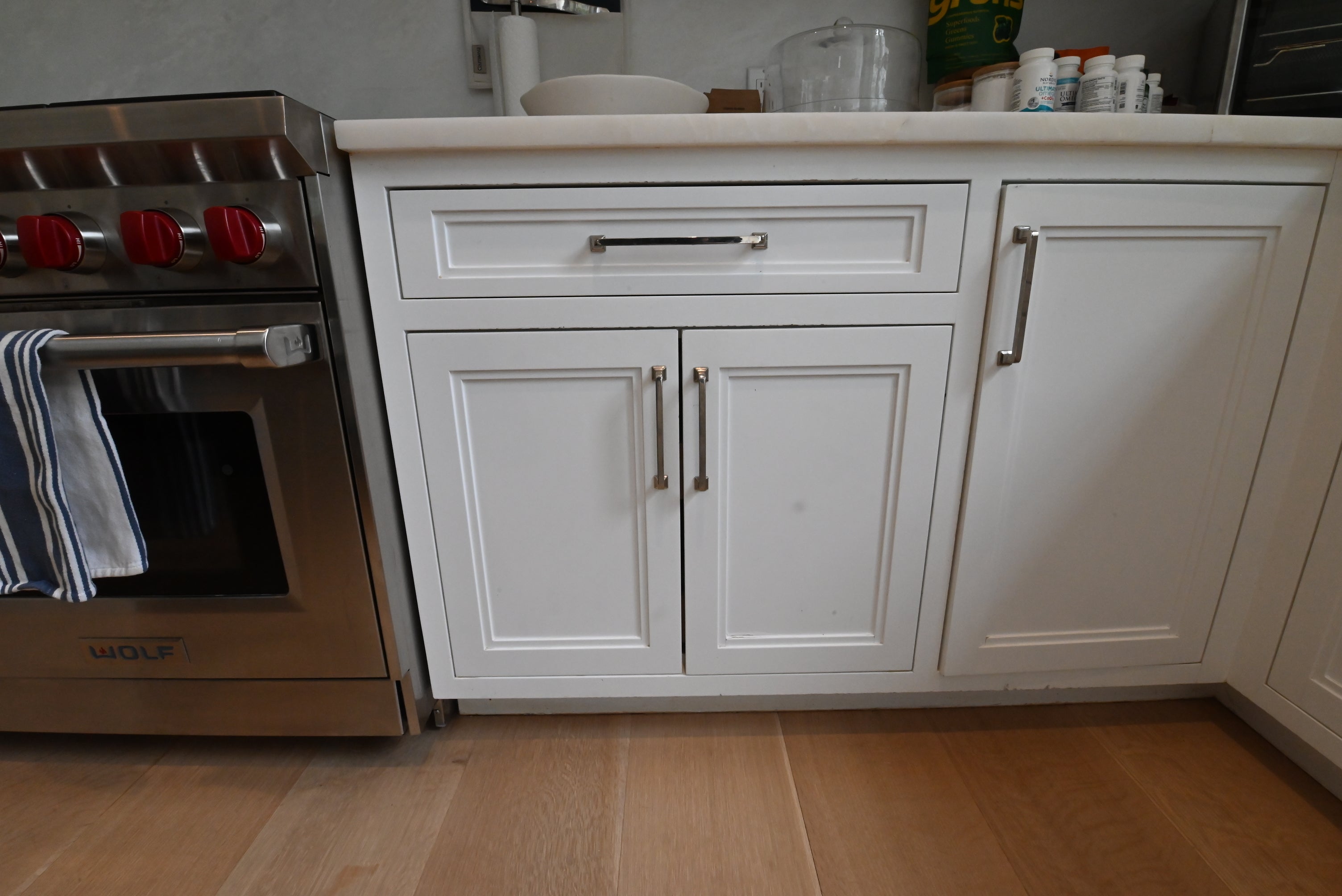 "The Abercorn" Transitional White Kitchen with Island & 48" Wolf Range