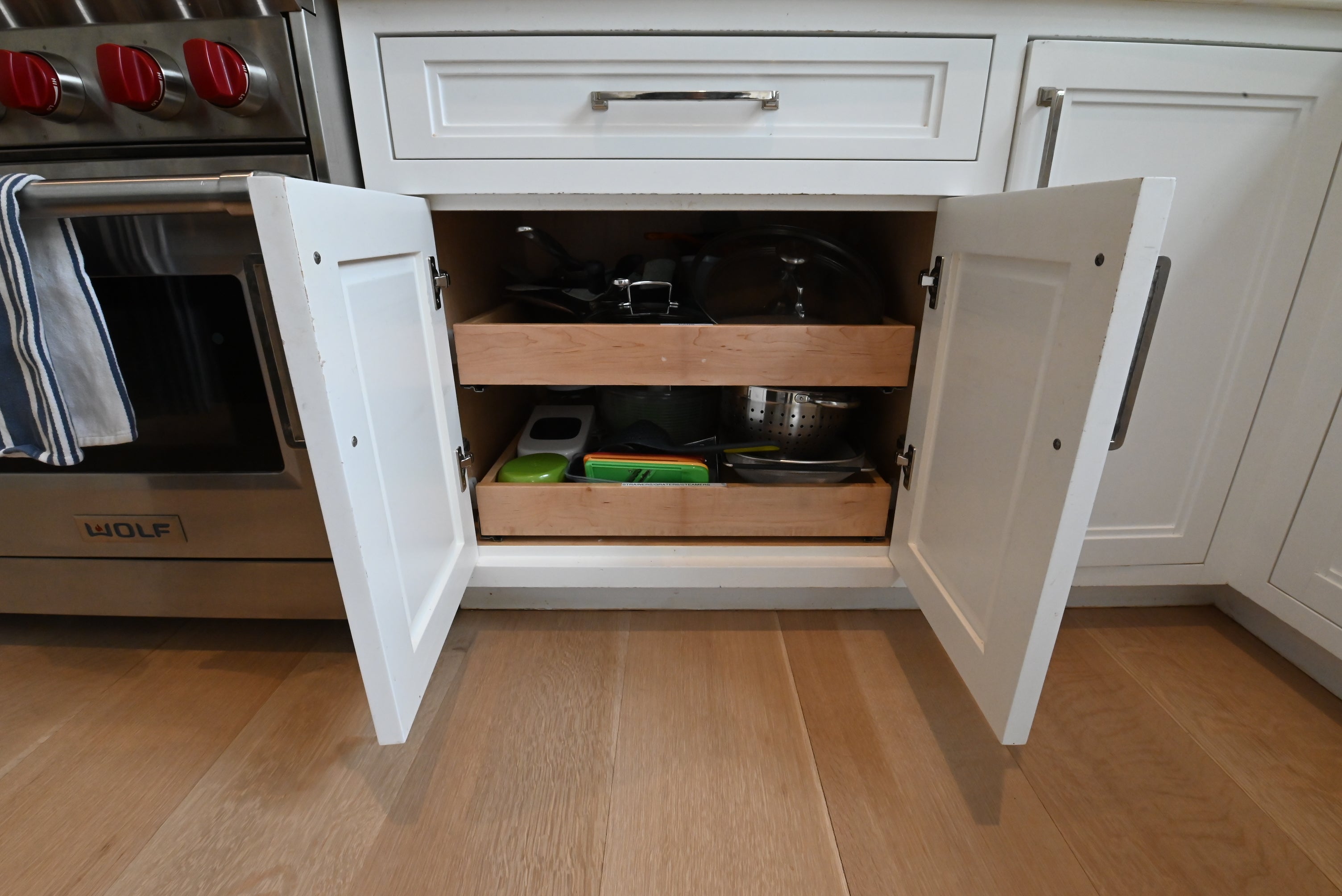 "The Abercorn" Transitional White Kitchen with Island & 48" Wolf Range