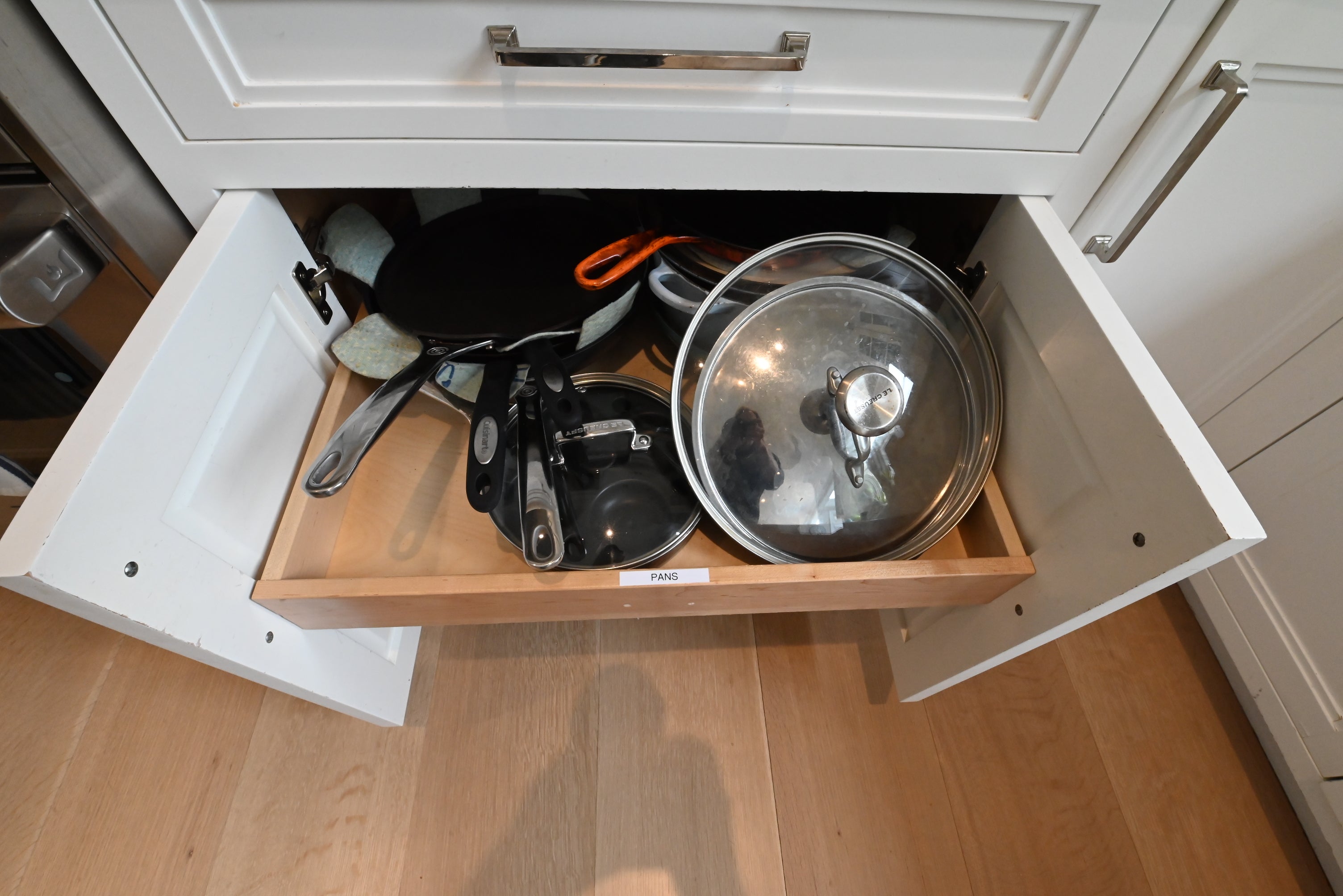"The Abercorn" Transitional White Kitchen with Island & 48" Wolf Range