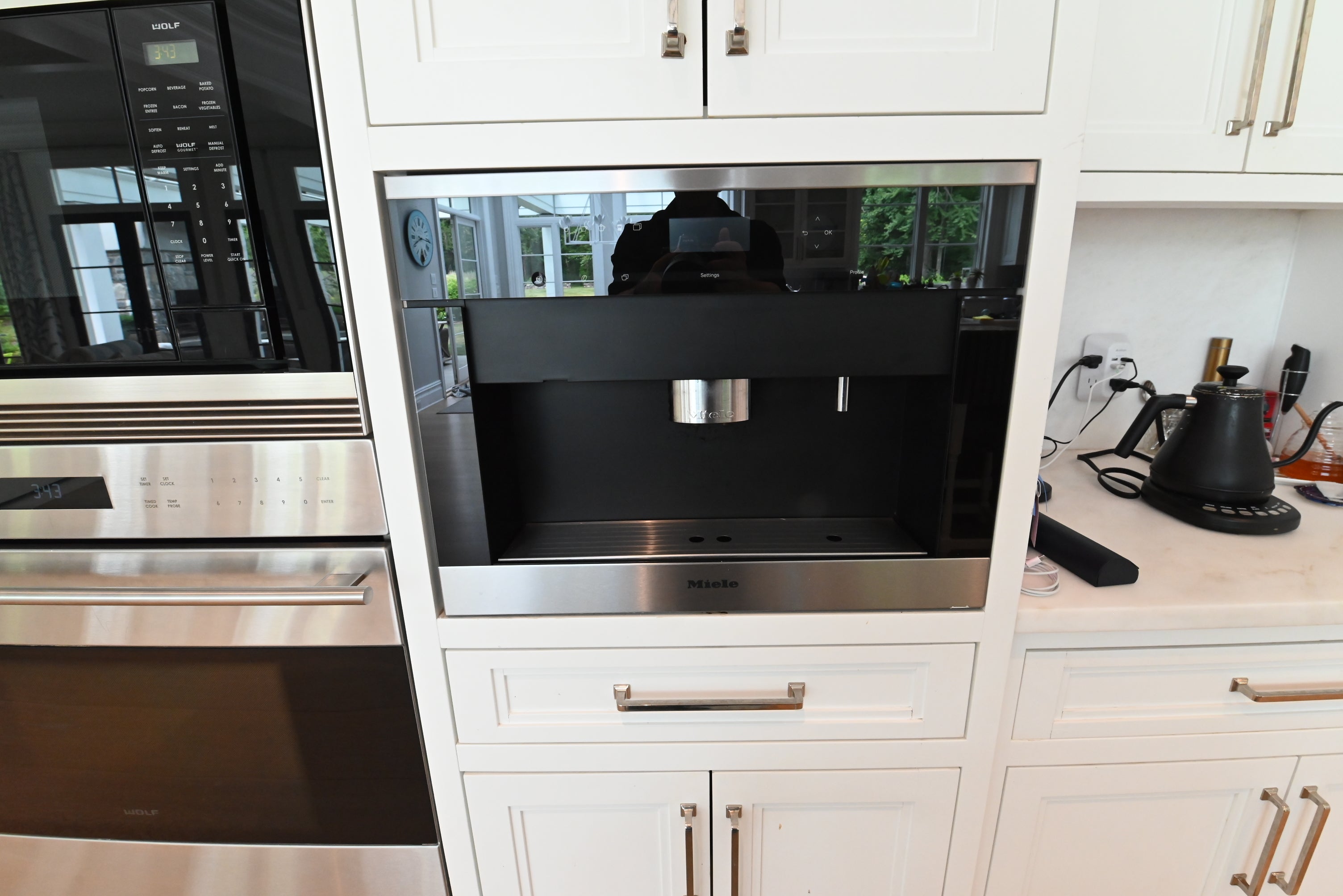"The Abercorn" Transitional White Kitchen with Island & 48" Wolf Range
