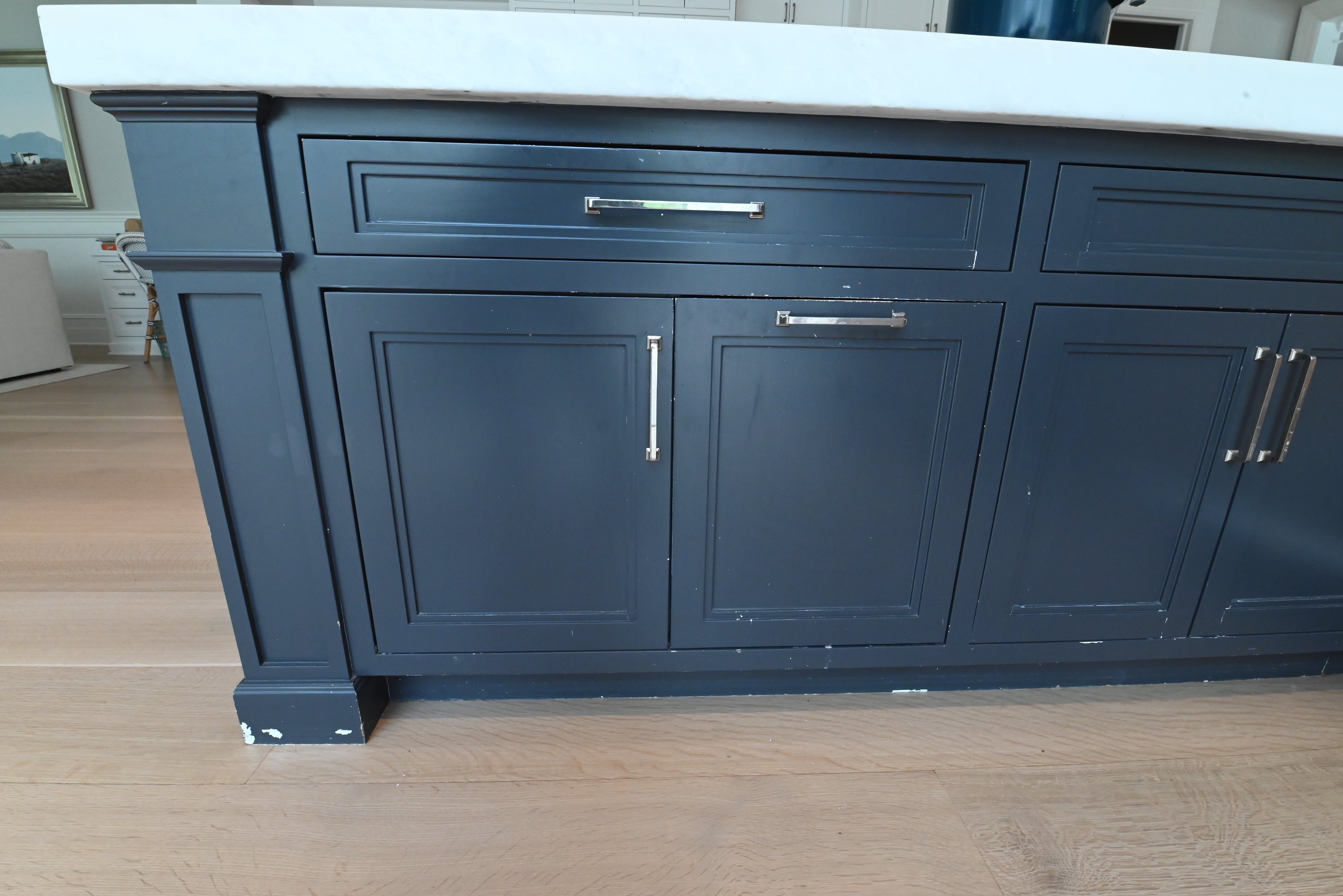 "The Abercorn" Transitional White Kitchen with Island & 48" Wolf Range