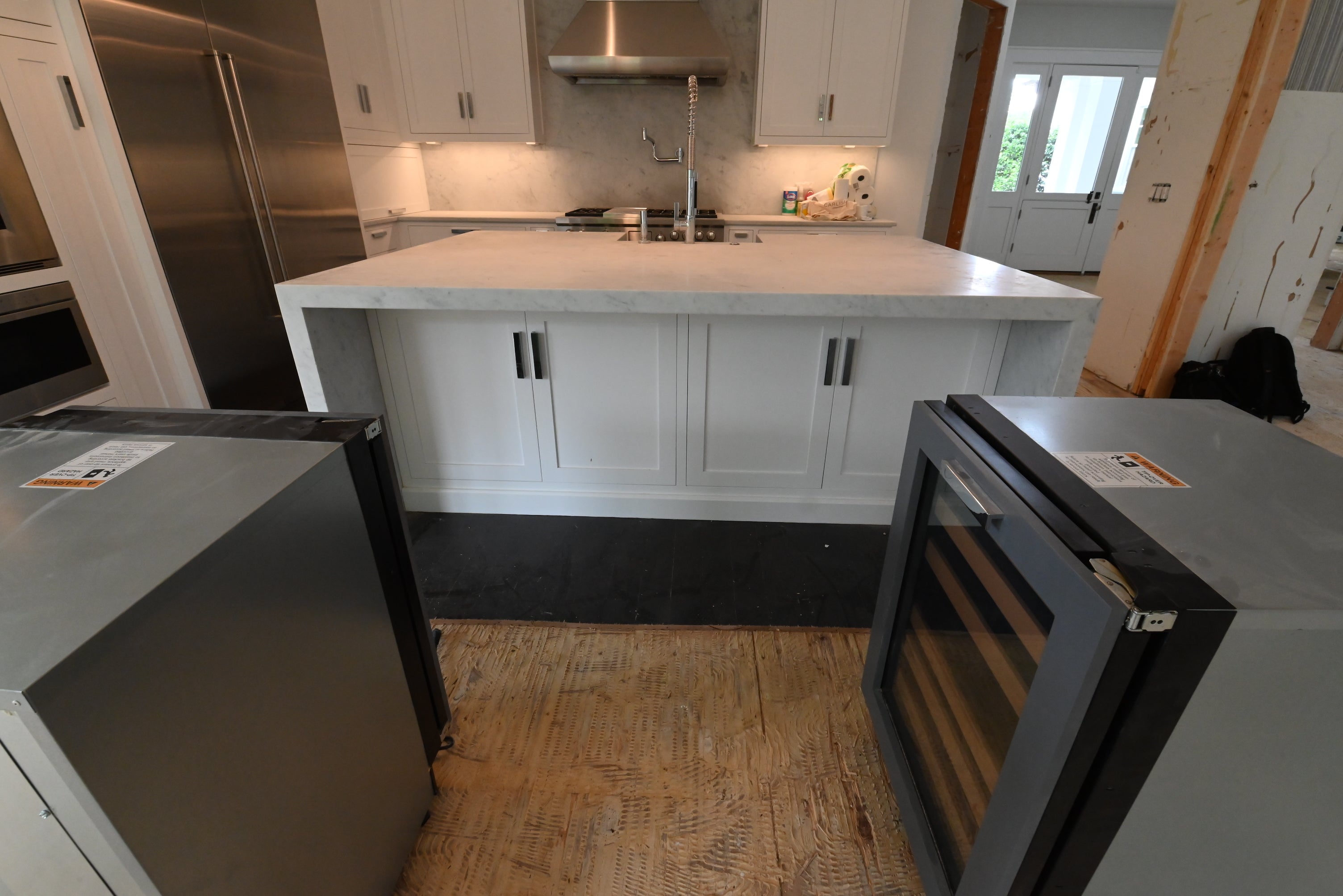 “The Pembroke” Transitional White Kitchen with Island, Wolf & Sub-Zero Appliances