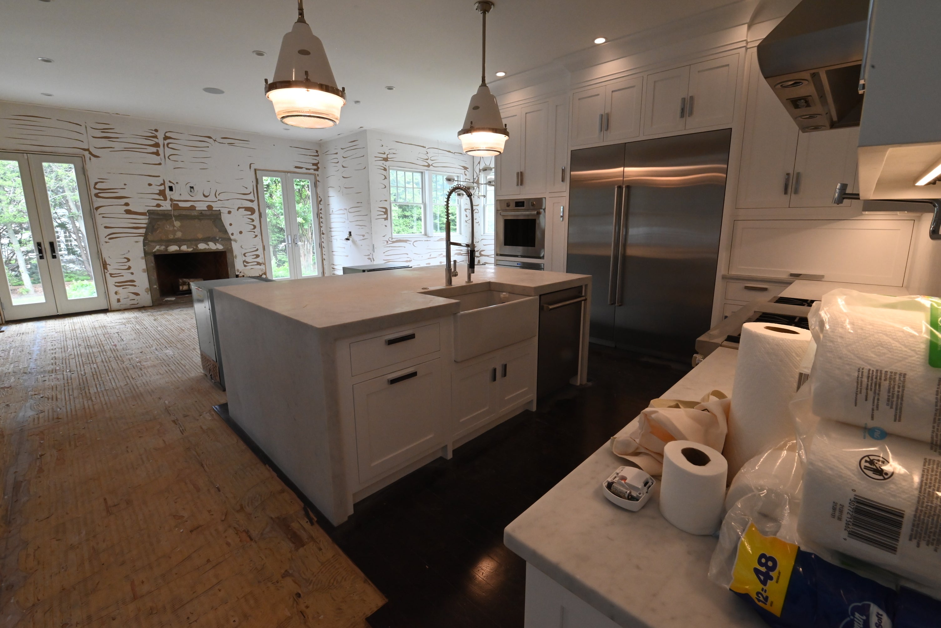 “The Pembroke” Transitional White Kitchen with Island, Wolf & Sub-Zero Appliances