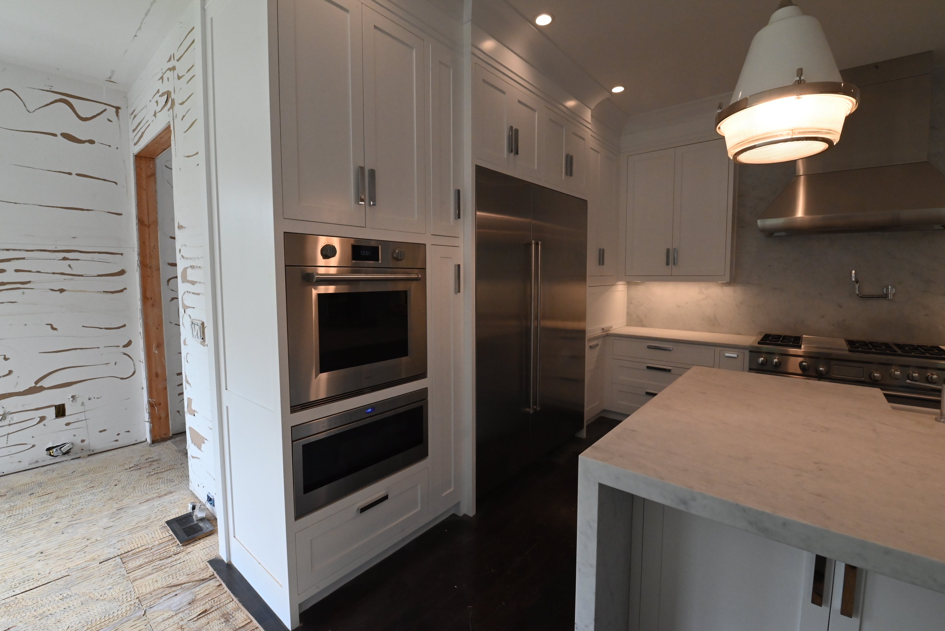 “The Pembroke” Transitional White Kitchen with Island, Wolf & Sub-Zero Appliances