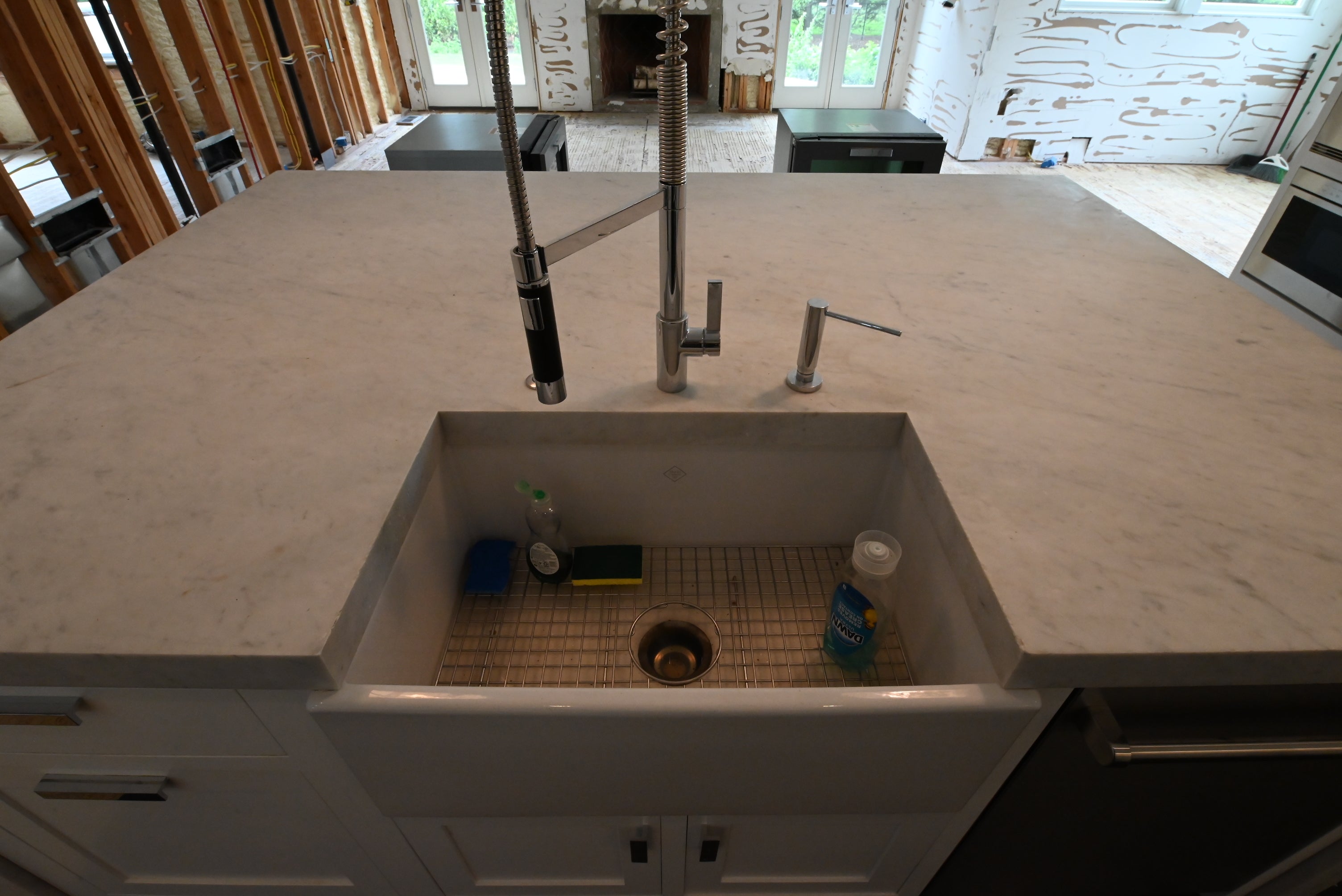 “The Pembroke” Transitional White Kitchen with Island, Wolf & Sub-Zero Appliances