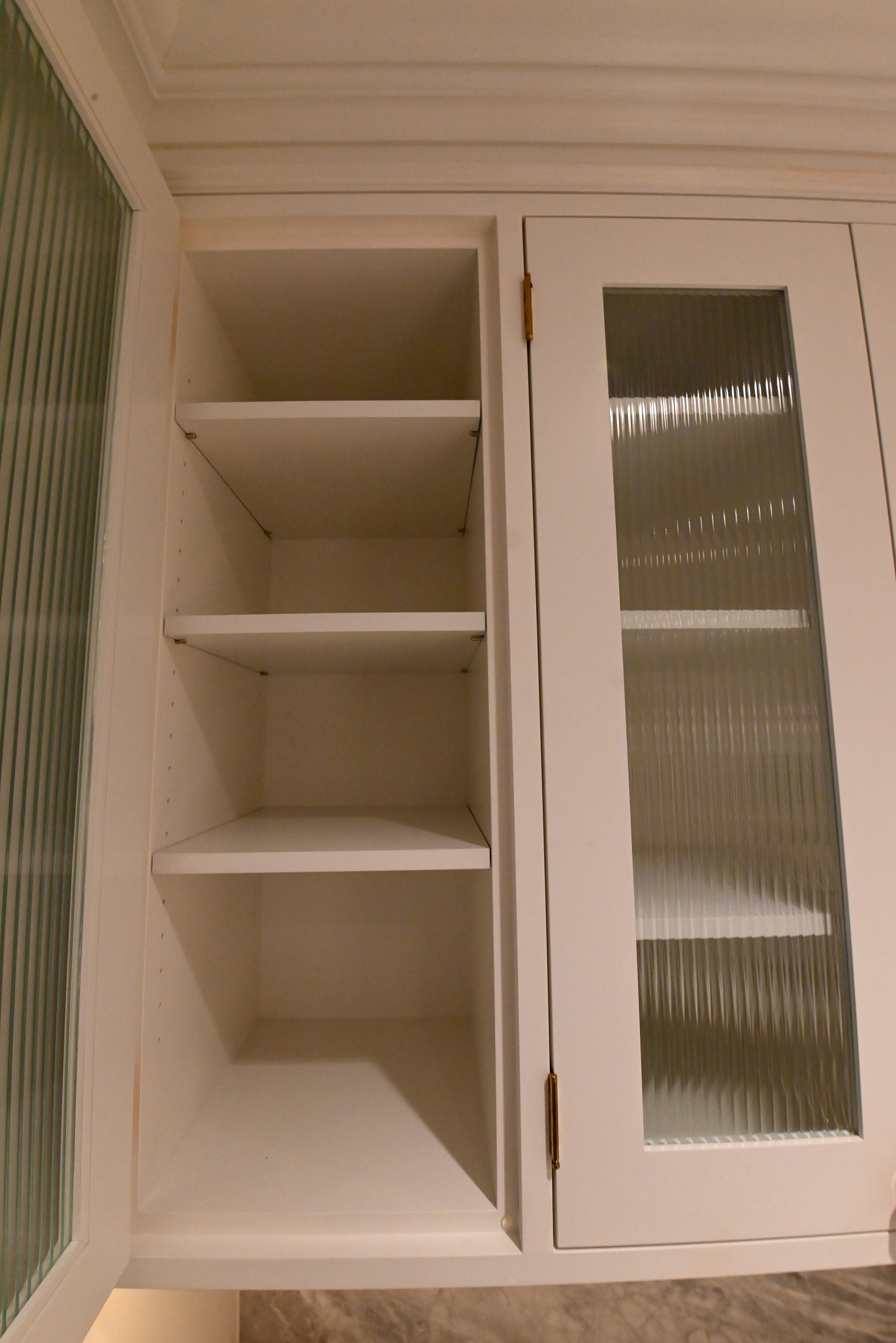 "The Windermere" Transitional White Kitchen with Island & Sub-Zero 648PROG