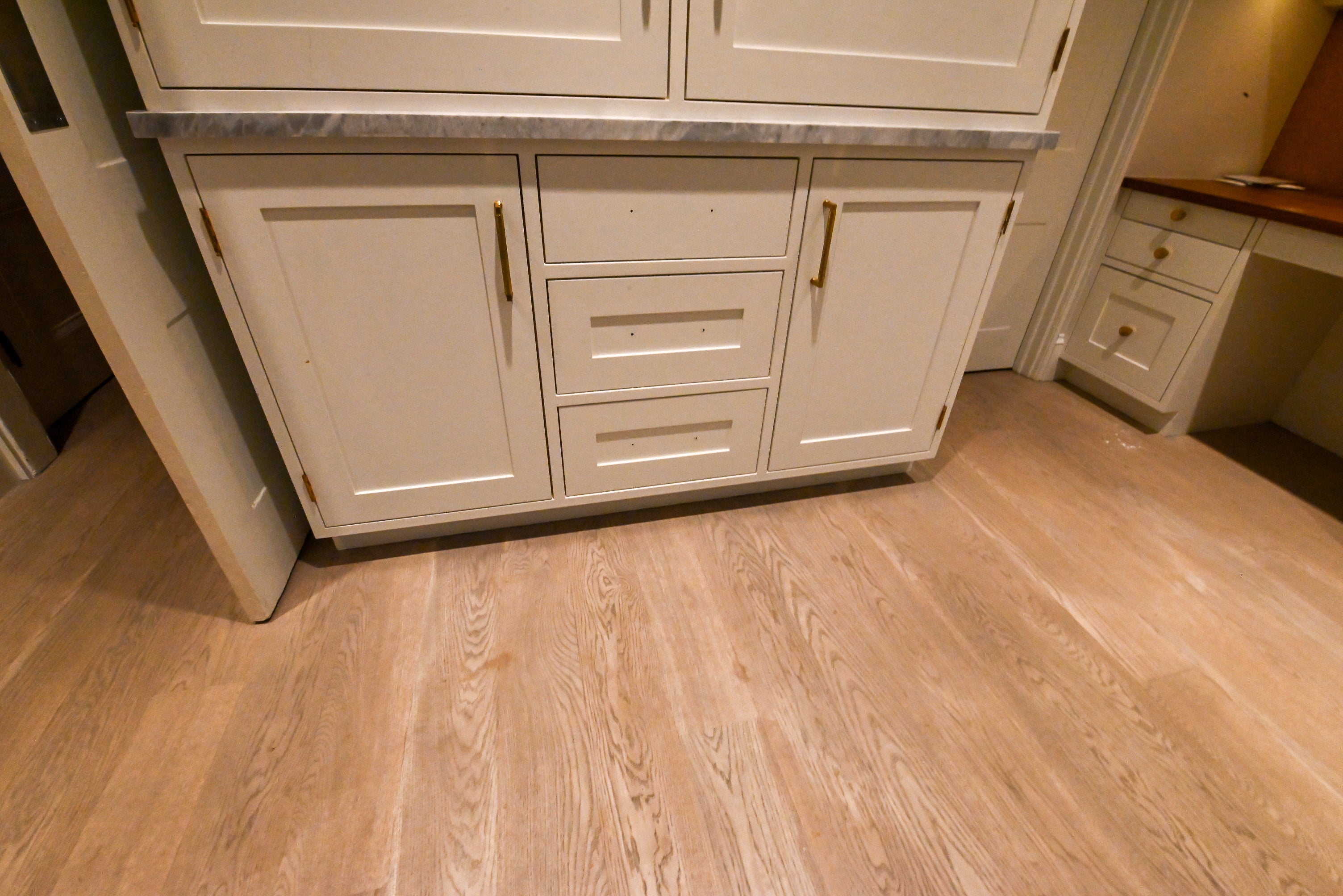 "The Windermere" Transitional White Kitchen with Island & Sub-Zero 648PROG