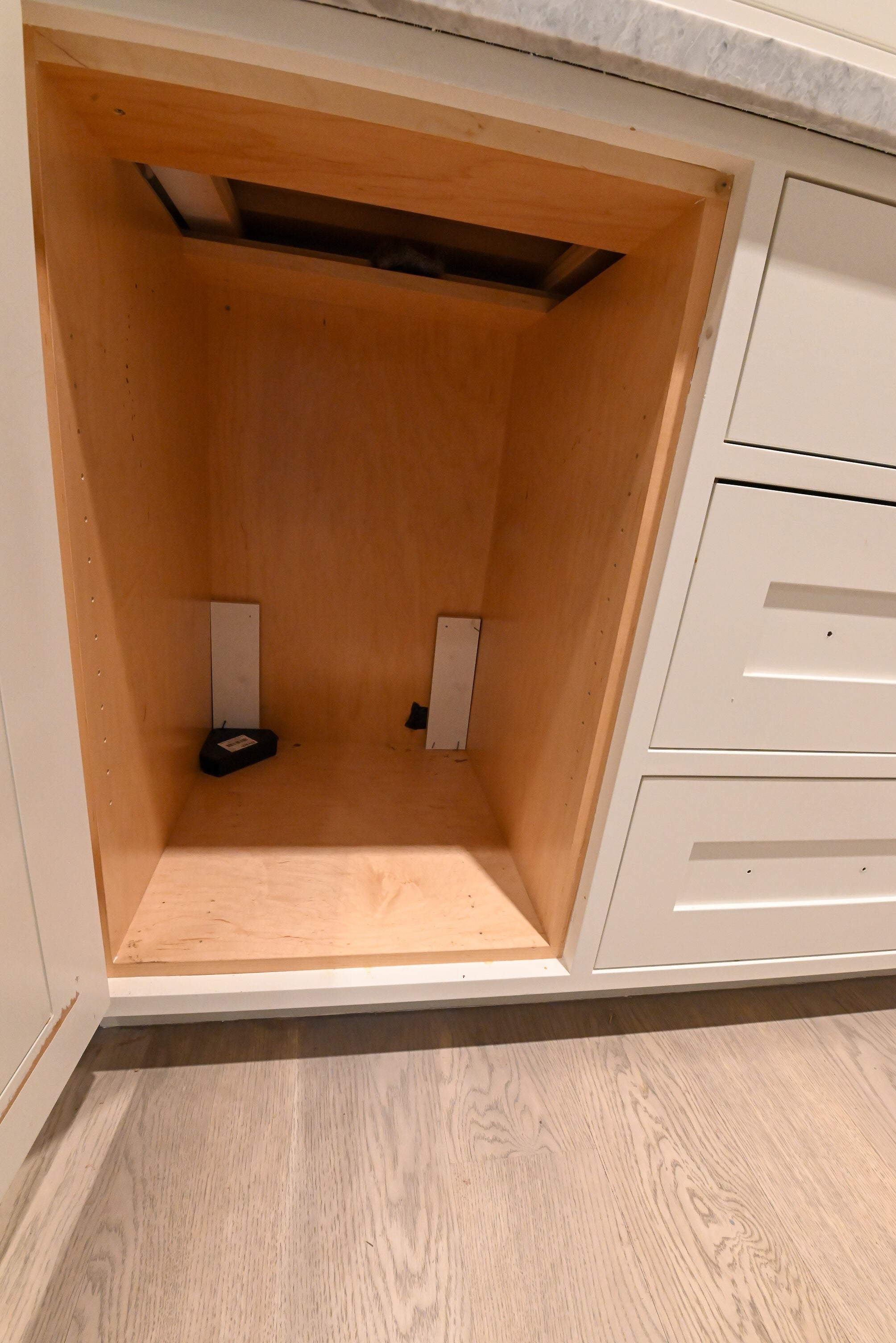 "The Windermere" Transitional White Kitchen with Island & Sub-Zero 648PROG