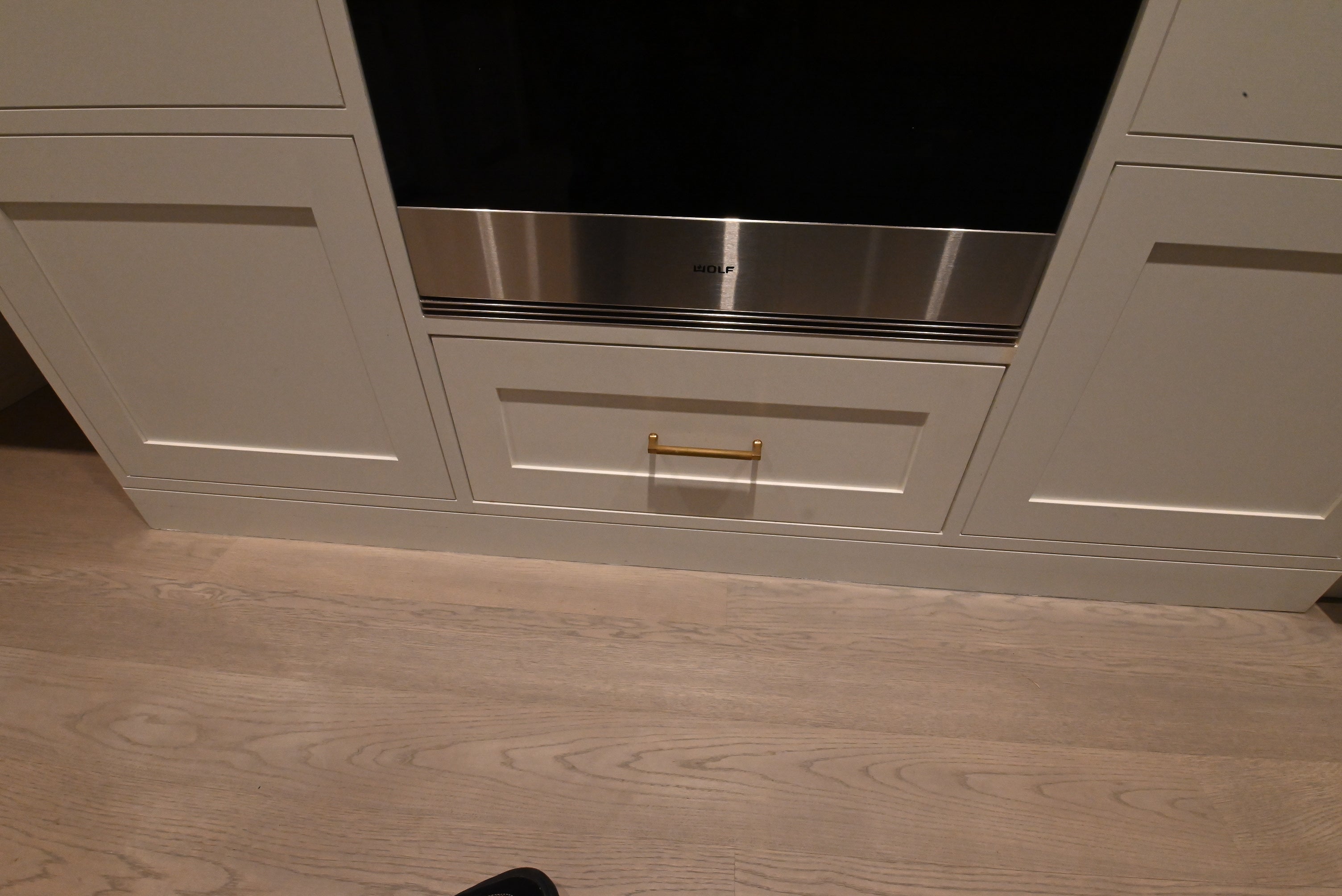 "The Windermere" Transitional White Kitchen with Island & Sub-Zero 648PROG