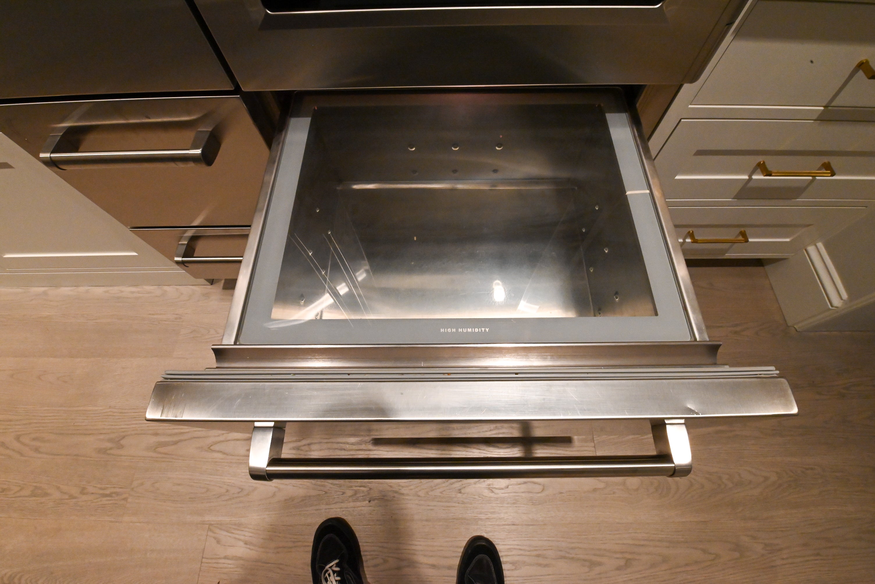 "The Windermere" Transitional White Kitchen with Island & Sub-Zero 648PROG