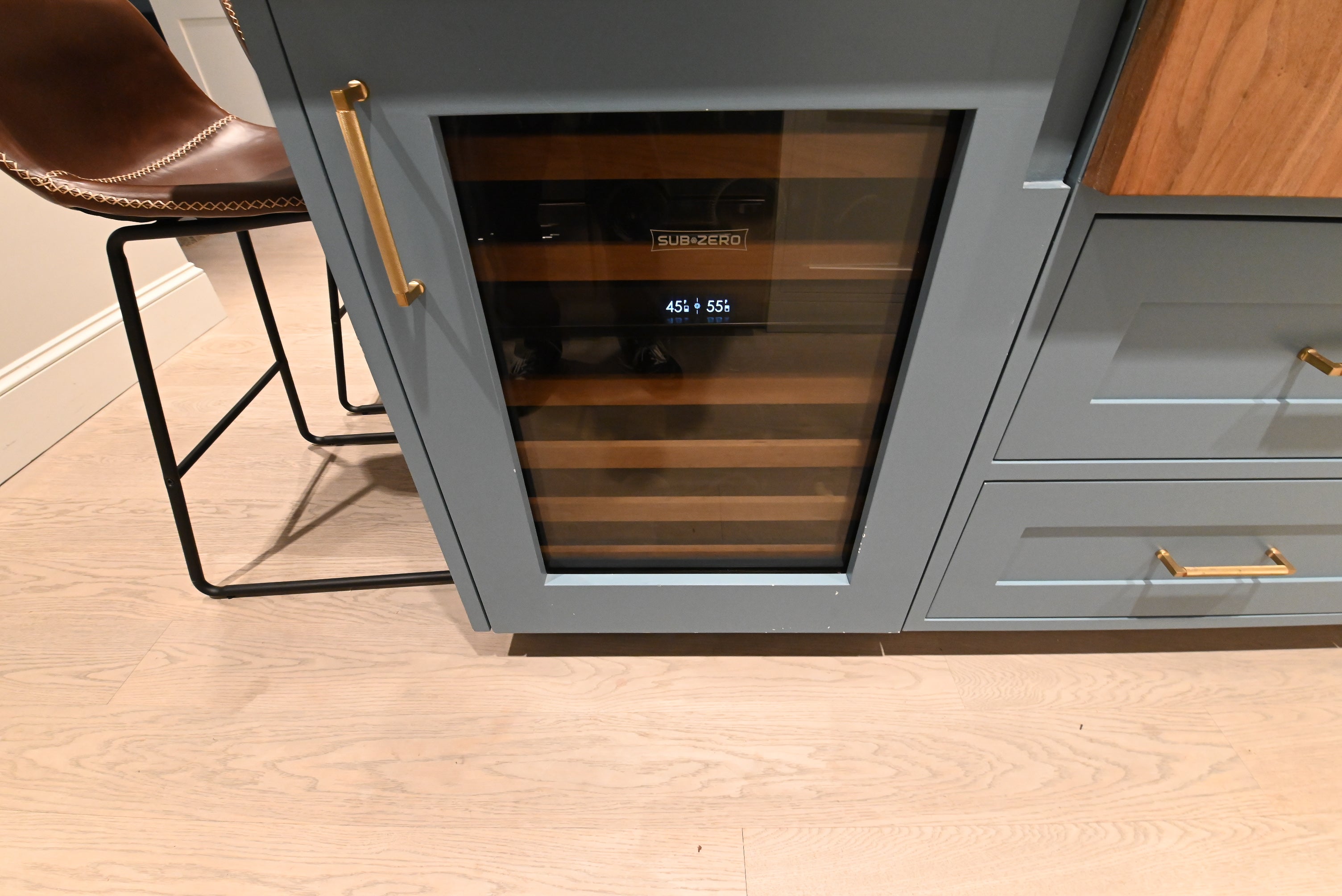 "The Windermere" Transitional White Kitchen with Island & Sub-Zero 648PROG