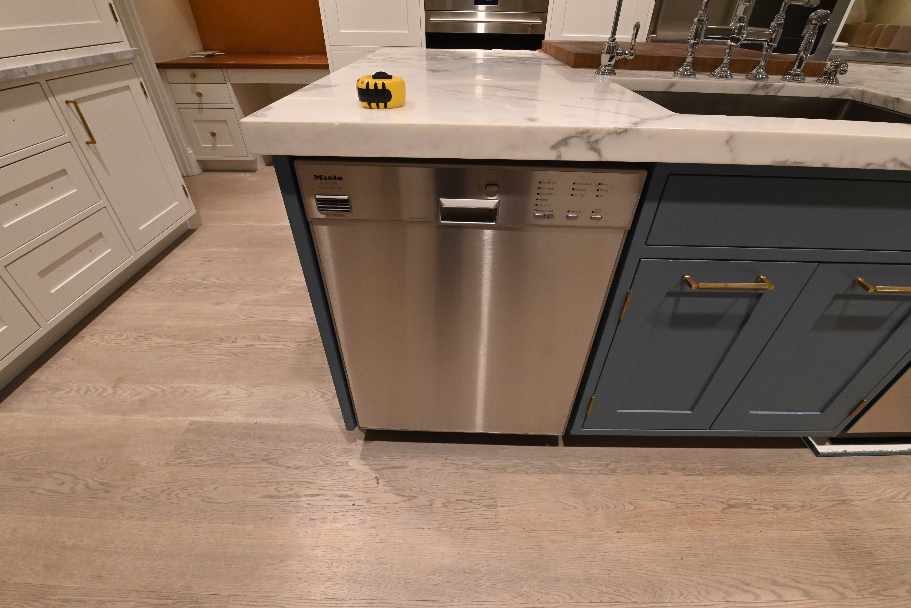 "The Windermere" Transitional White Kitchen with Island & Sub-Zero 648PROG