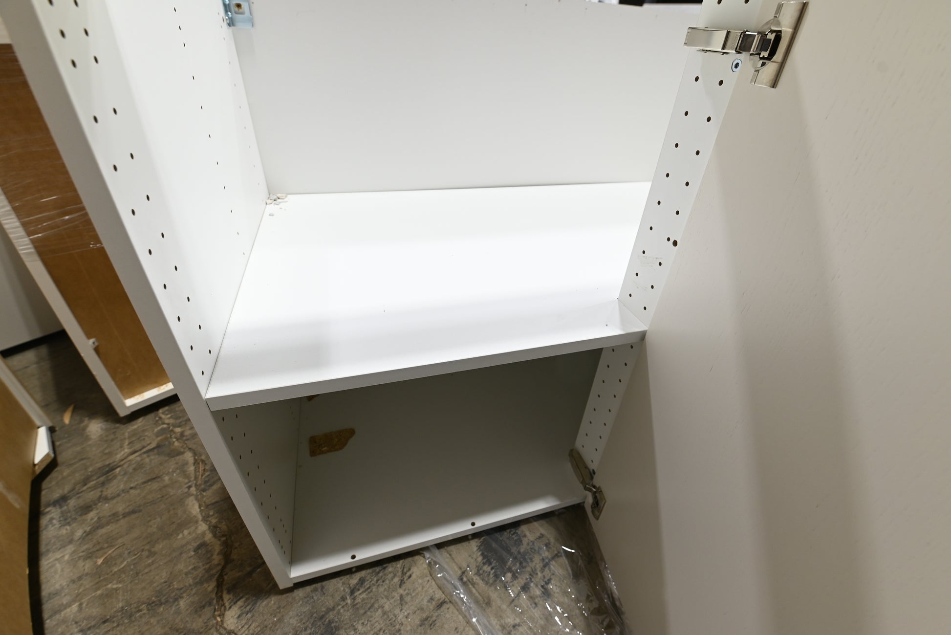 Reform Modern White Partial Kitchen Cabinets with Marble Countertop, Sink and Faucet