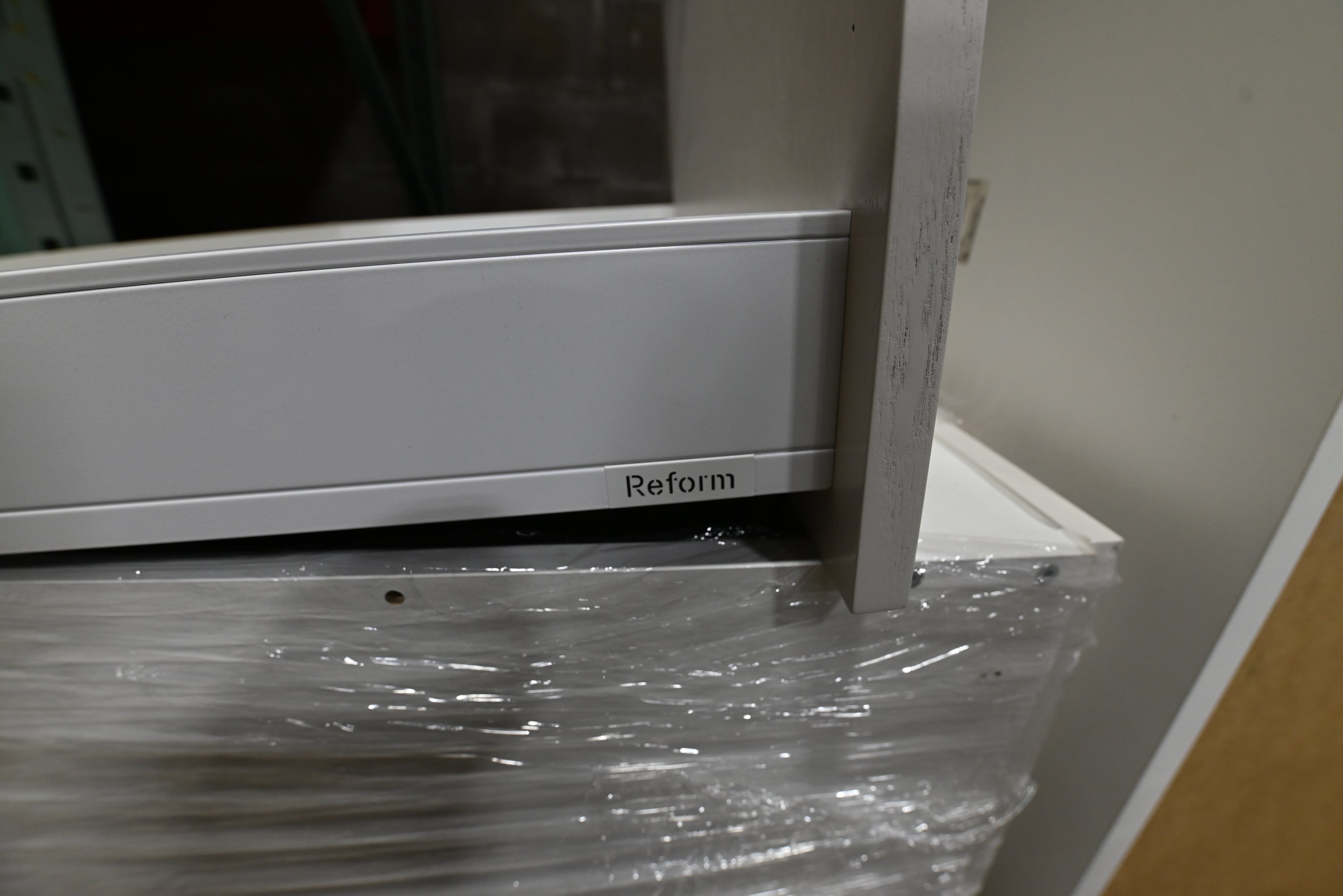 Reform Modern White Partial Kitchen Cabinets with Marble Countertop, Sink and Faucet