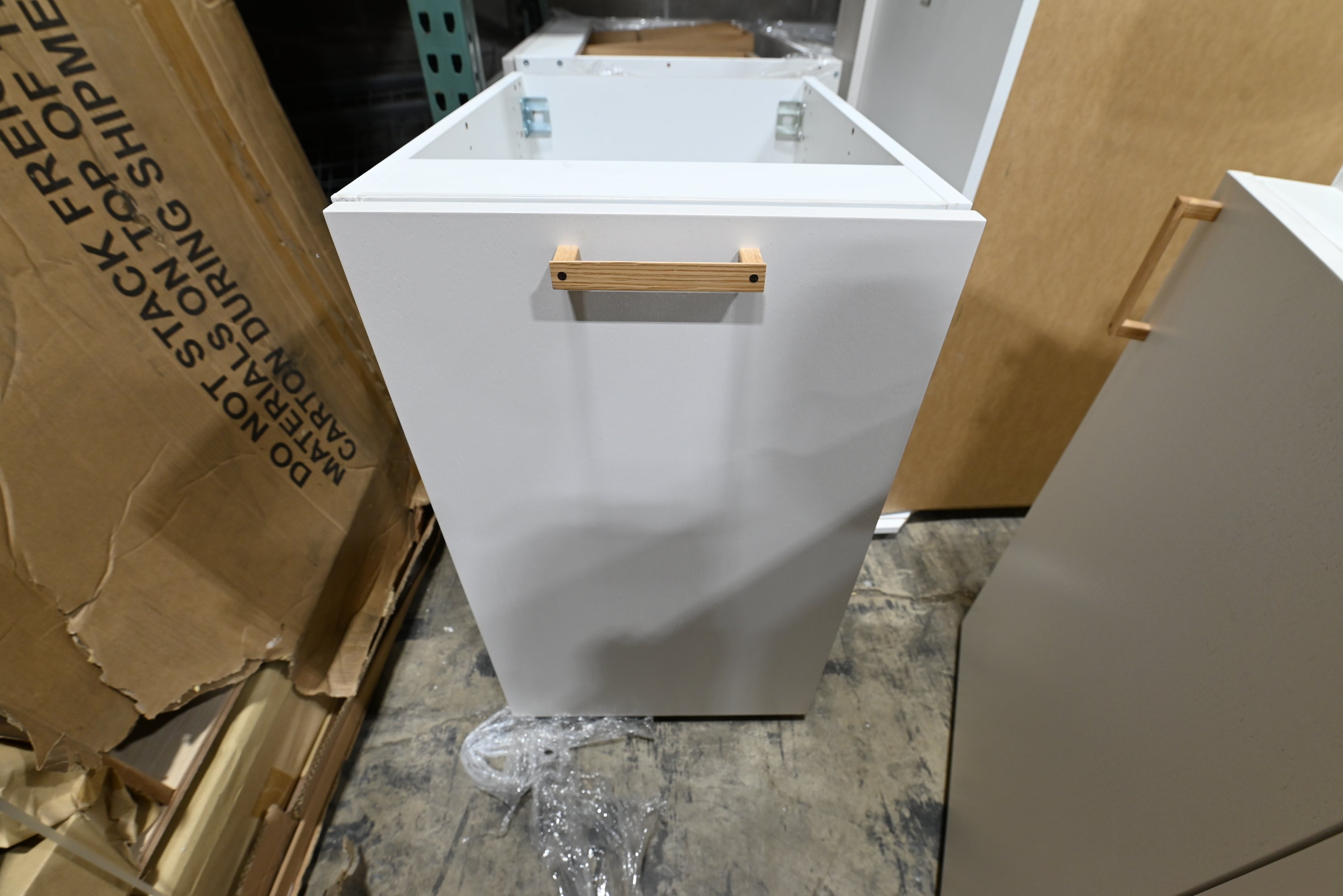 Reform Modern White Partial Kitchen Cabinets with Marble Countertop, Sink and Faucet