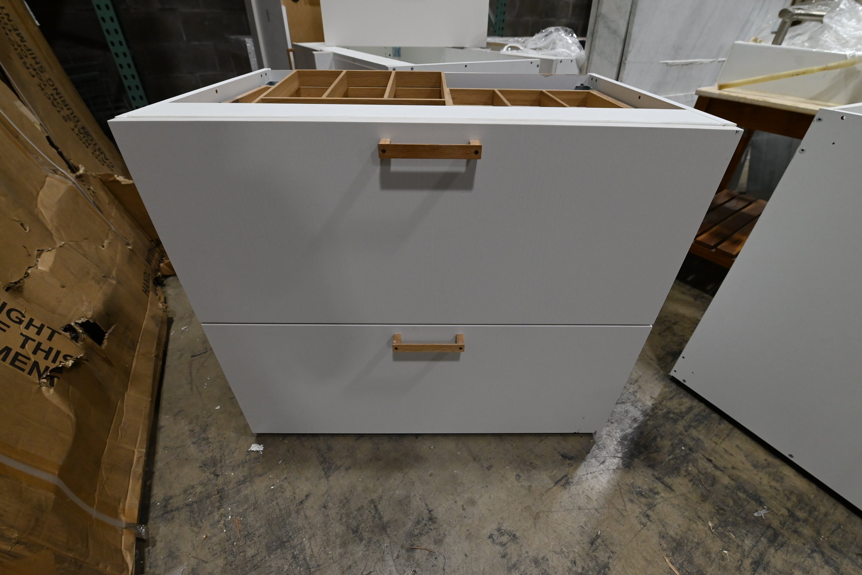 Reform Modern White Partial Kitchen Cabinets with Marble Countertop, Sink and Faucet