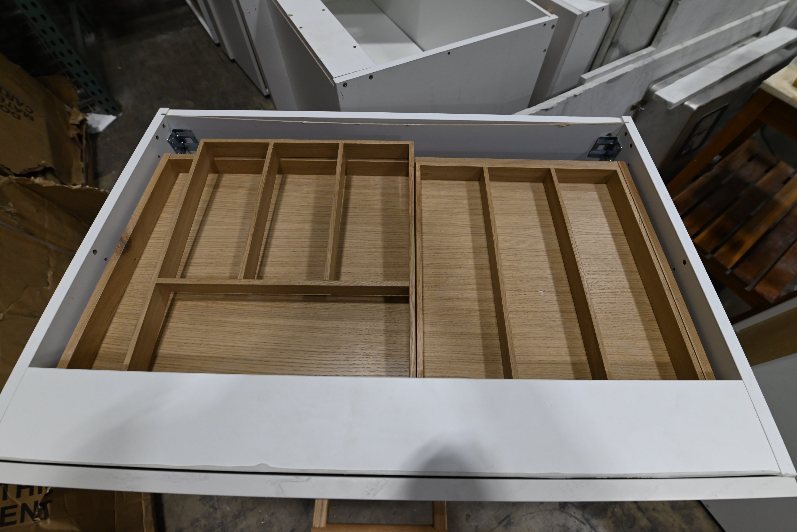 Reform Modern White Partial Kitchen Cabinets with Marble Countertop, Sink and Faucet