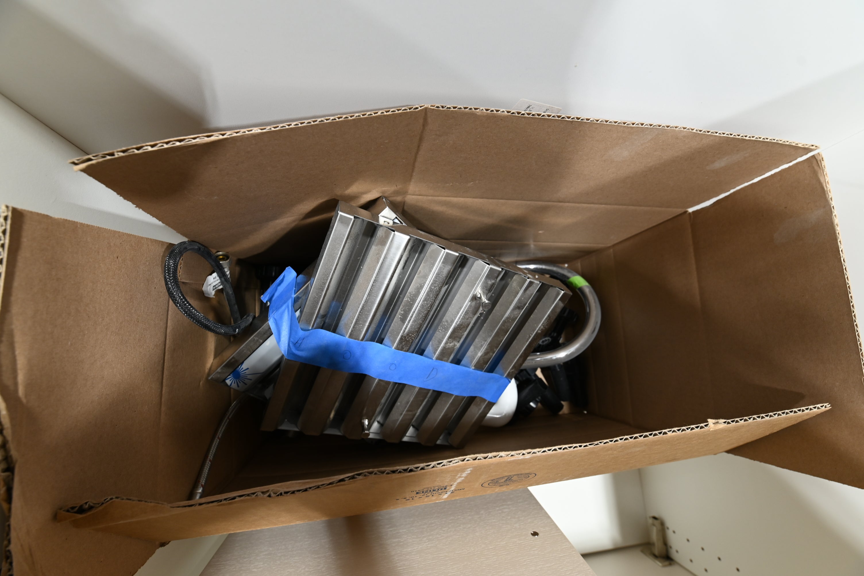 Reform Modern White Partial Kitchen Cabinets with Marble Countertop, Sink and Faucet