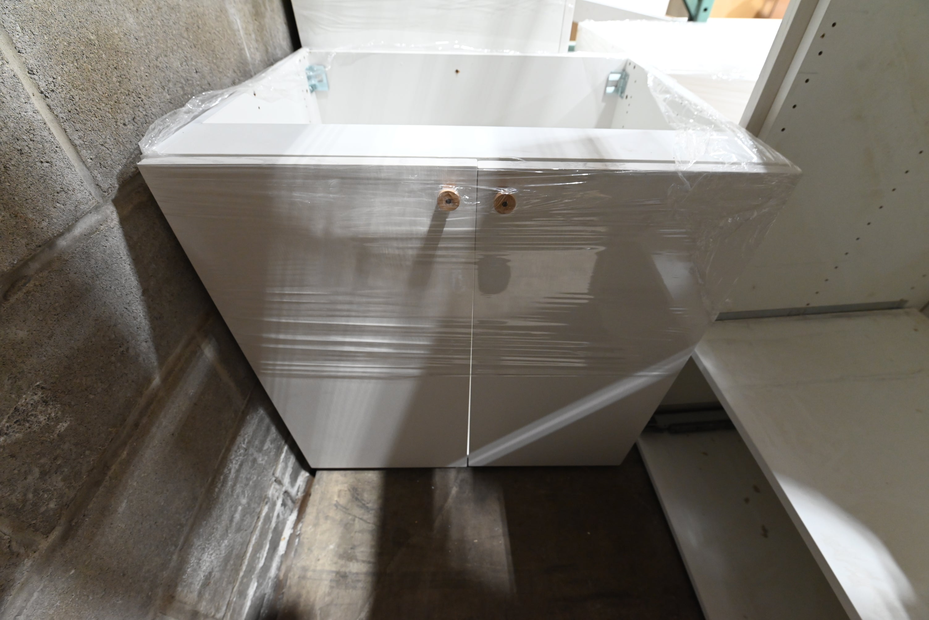 Reform Modern White Partial Kitchen Cabinets with Marble Countertop, Sink and Faucet