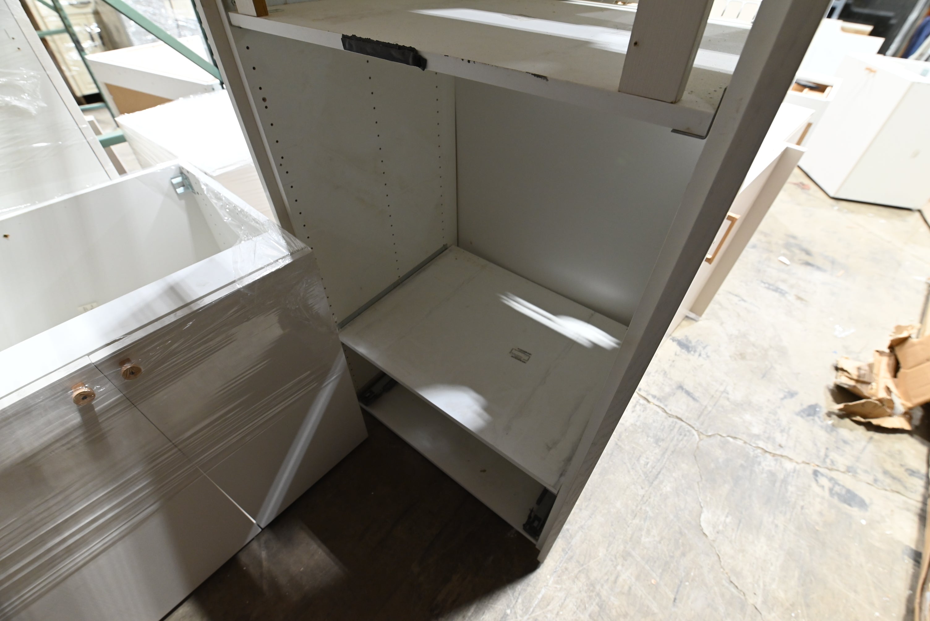 Reform Modern White Partial Kitchen Cabinets with Marble Countertop, Sink and Faucet