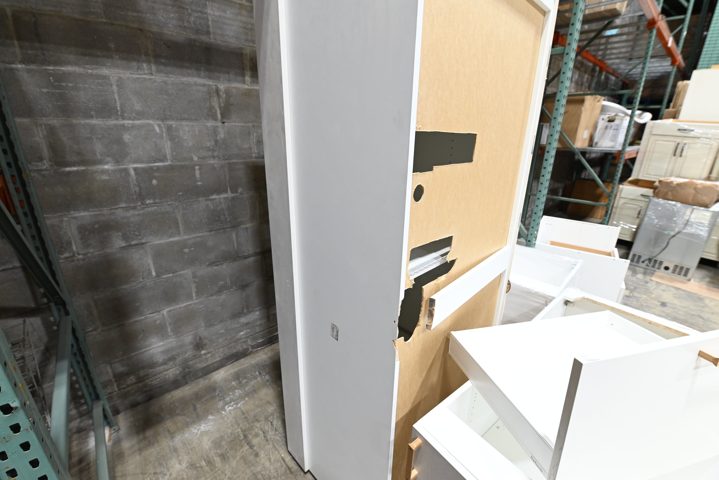 Reform Modern White Partial Kitchen Cabinets with Marble Countertop, Sink and Faucet