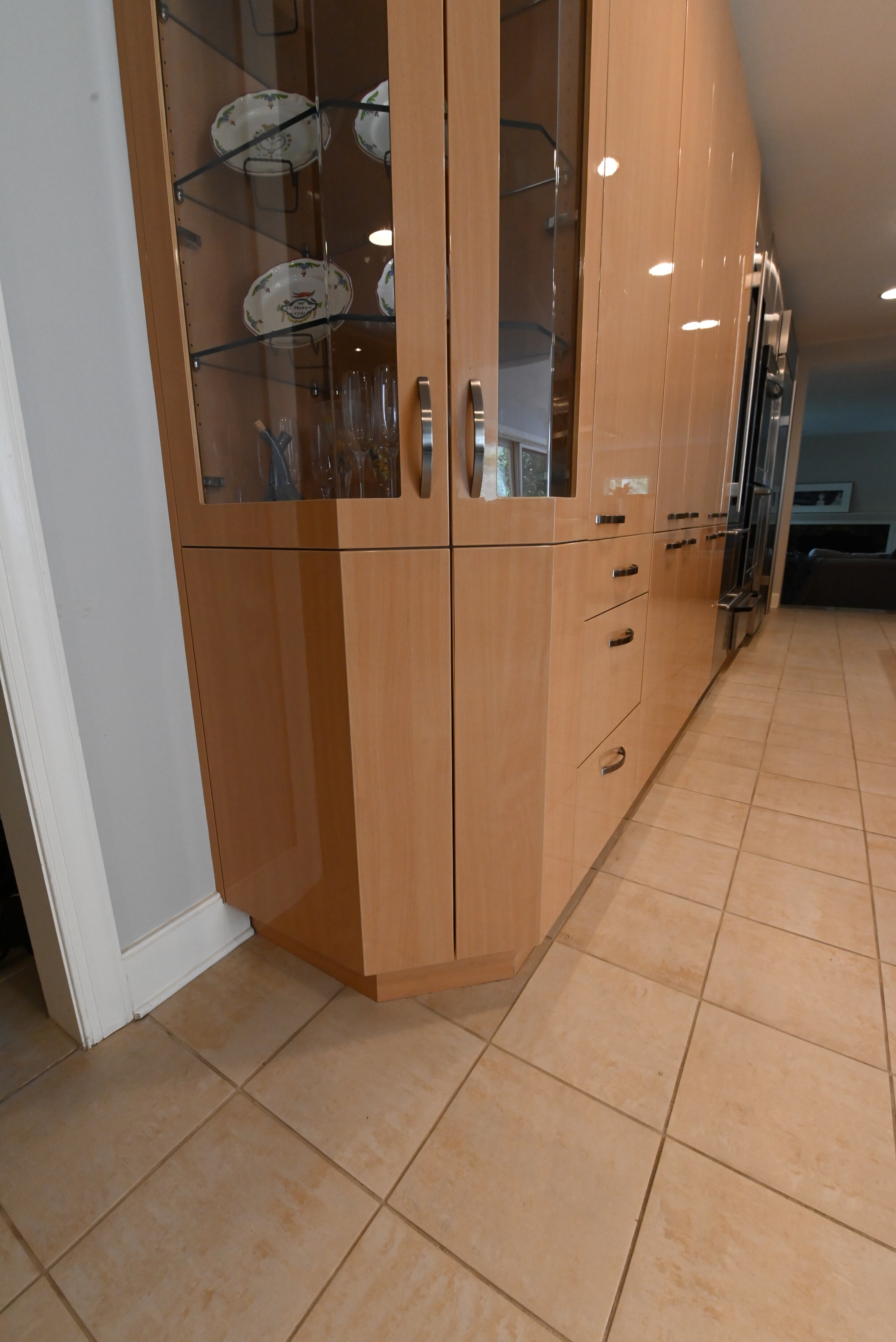 "The Copenhagen" Modern Light Oak Kitchen with Island & 48" Sub-Zero Refrigerator