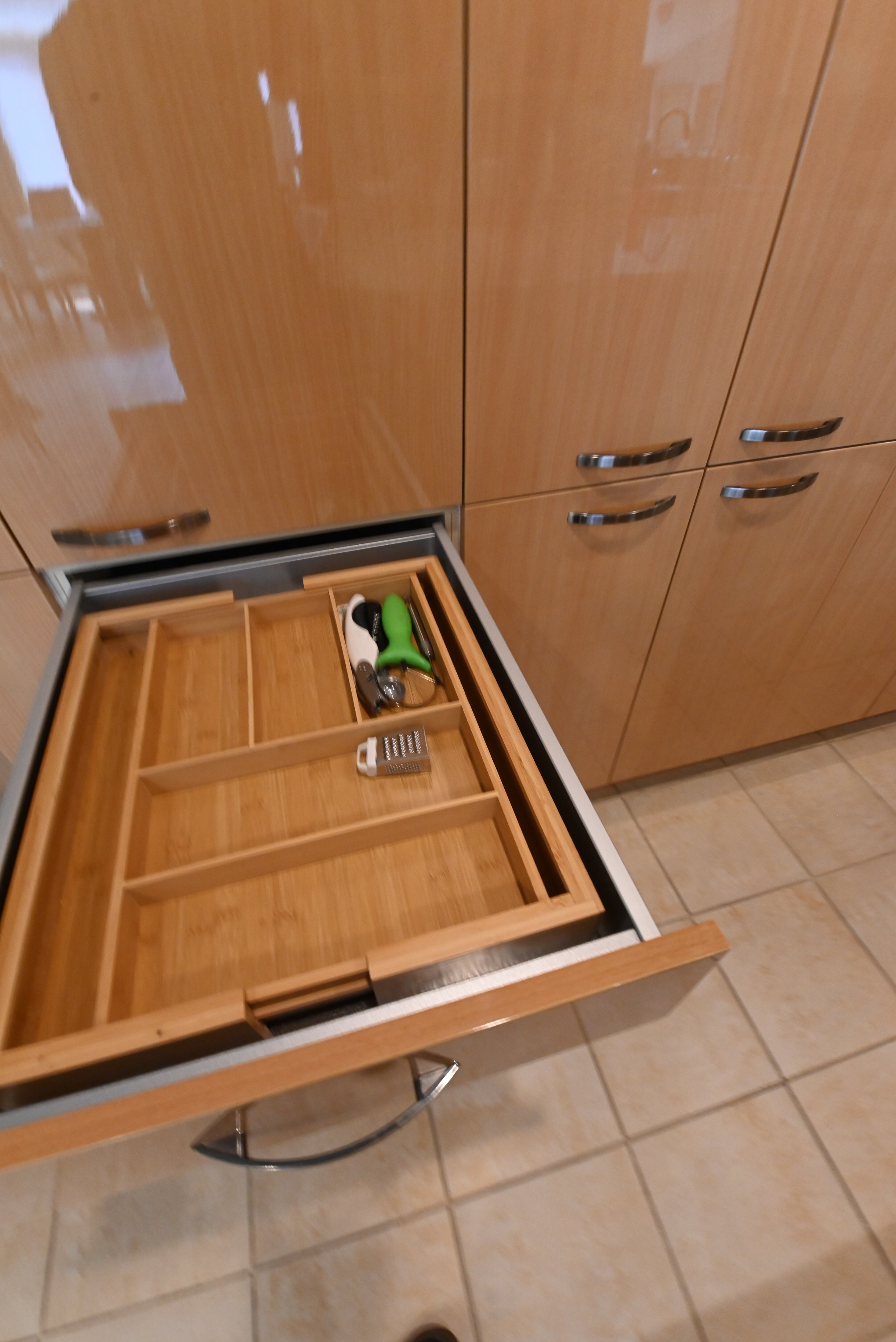 "The Copenhagen" Modern Light Oak Kitchen with Island & 48" Sub-Zero Refrigerator