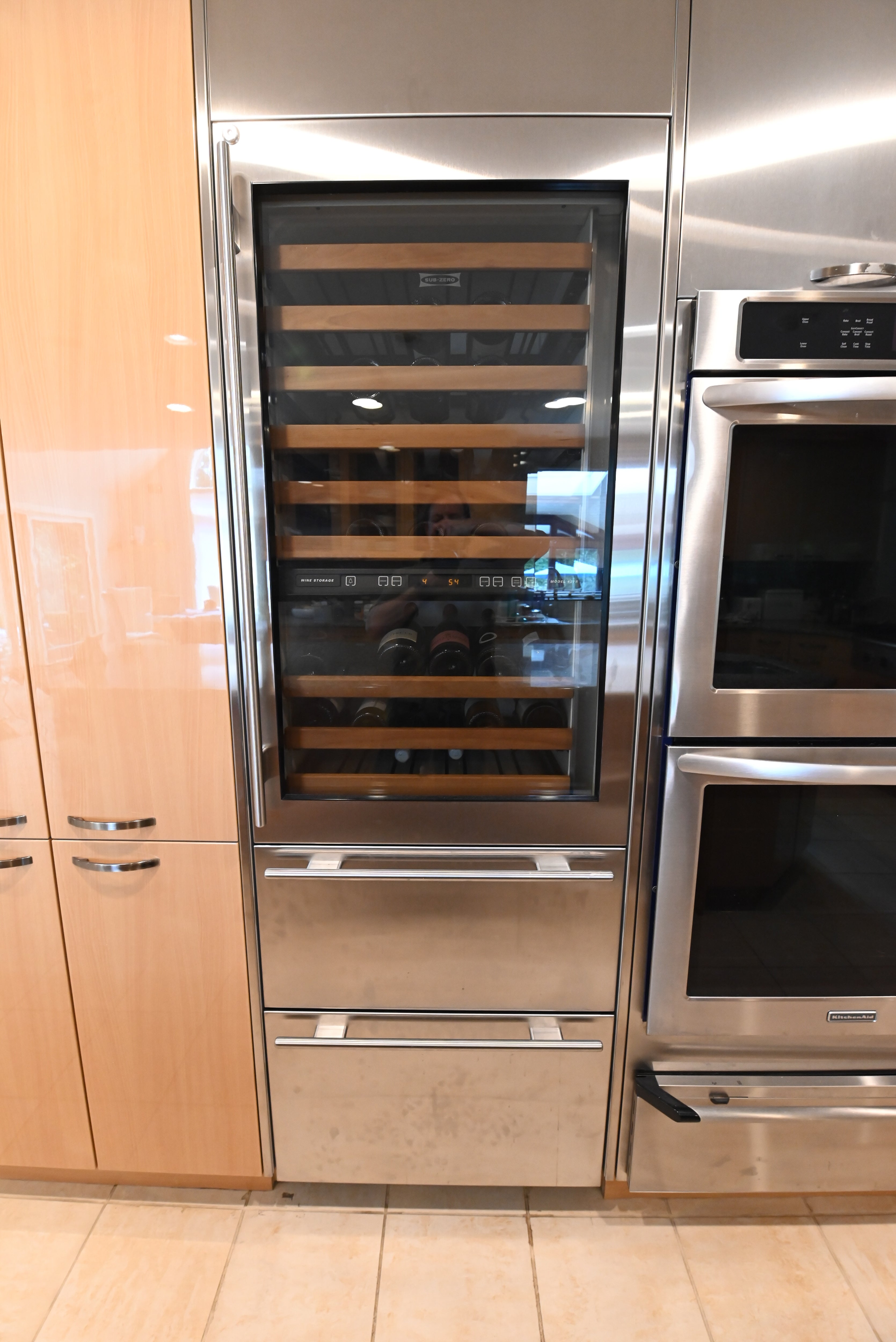 "The Copenhagen" Modern Light Oak Kitchen with Island & 48" Sub-Zero Refrigerator