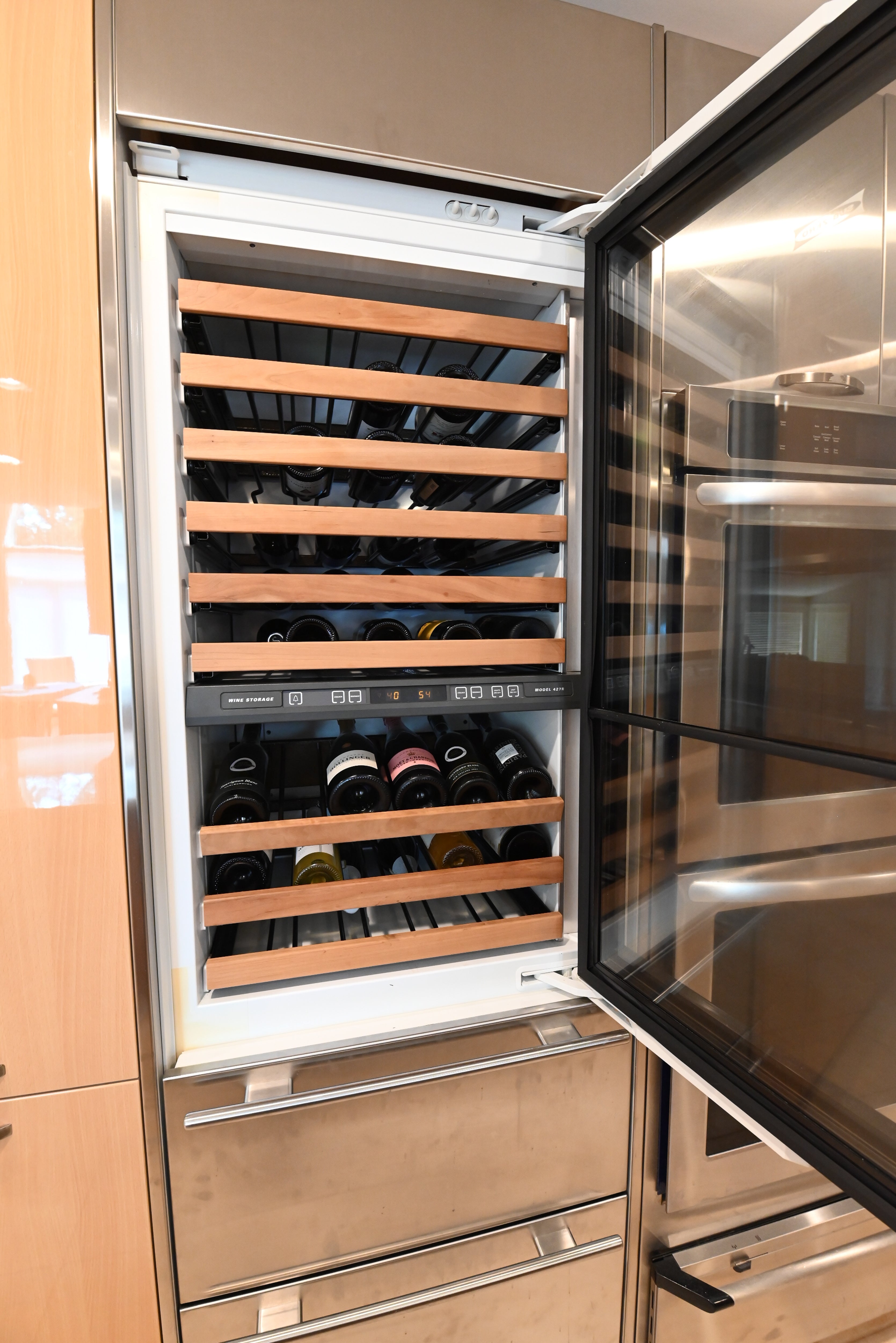 "The Copenhagen" Modern Light Oak Kitchen with Island & 48" Sub-Zero Refrigerator