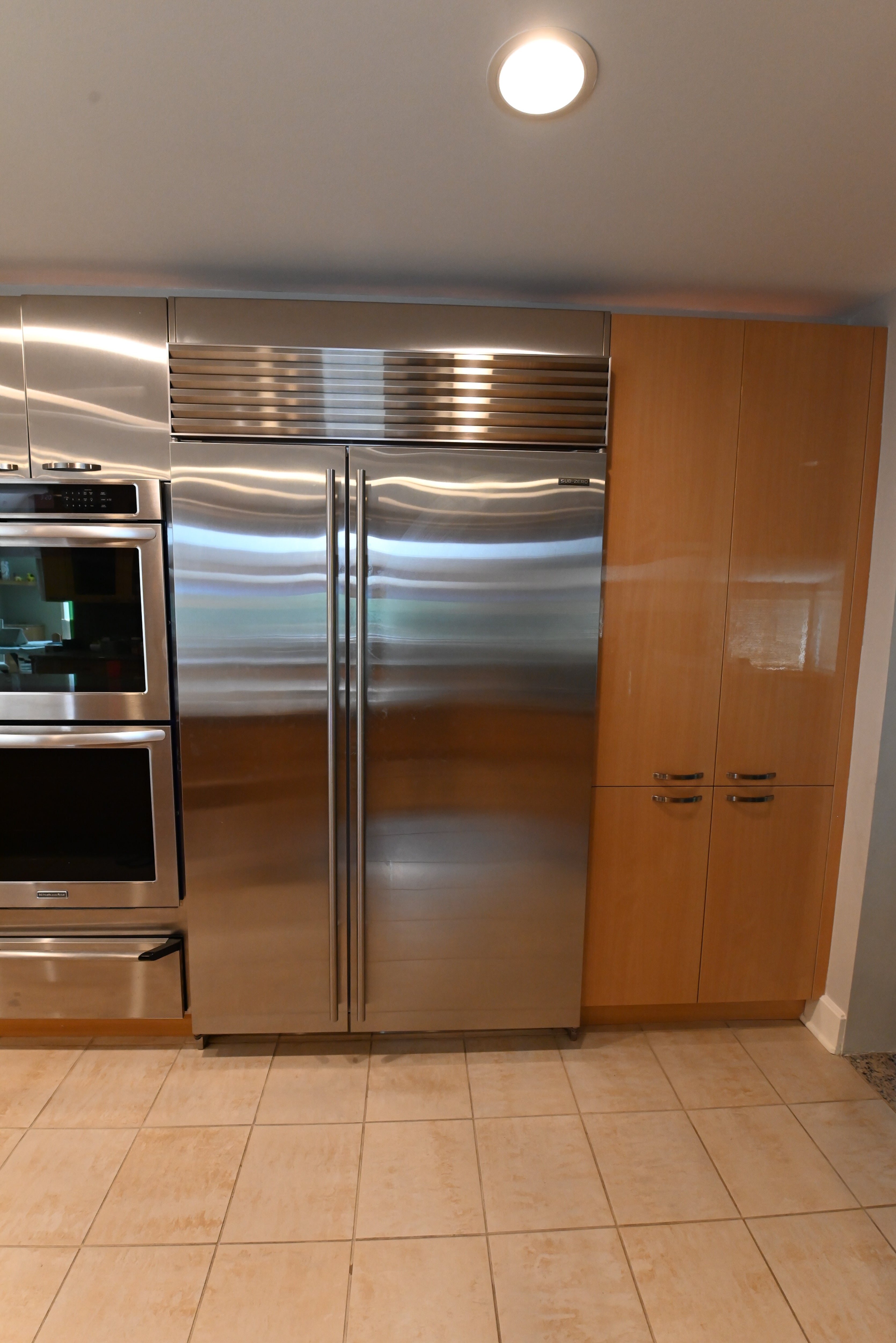 "The Copenhagen" Modern Light Oak Kitchen with Island & 48" Sub-Zero Refrigerator