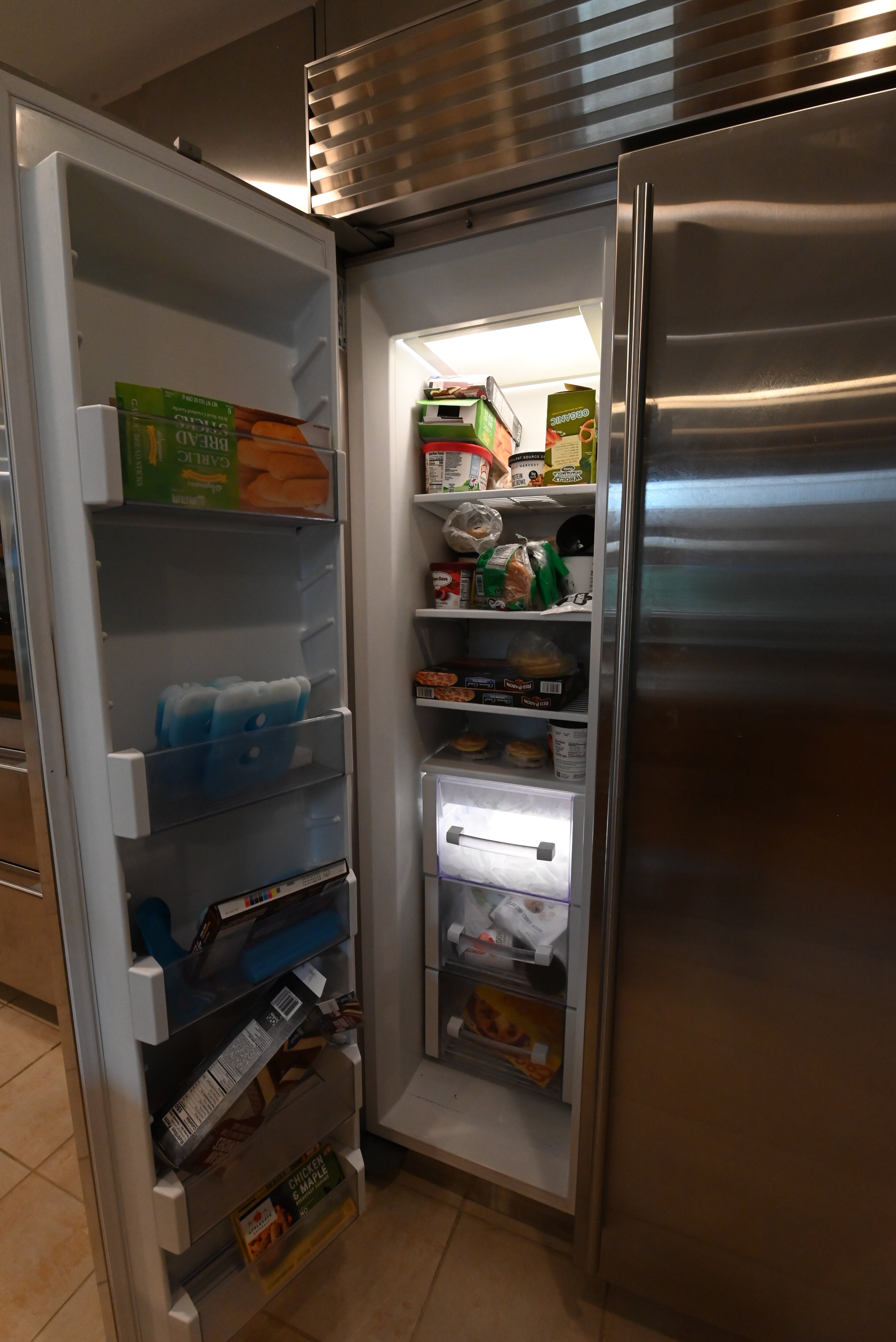 "The Copenhagen" Modern Light Oak Kitchen with Island & 48" Sub-Zero Refrigerator