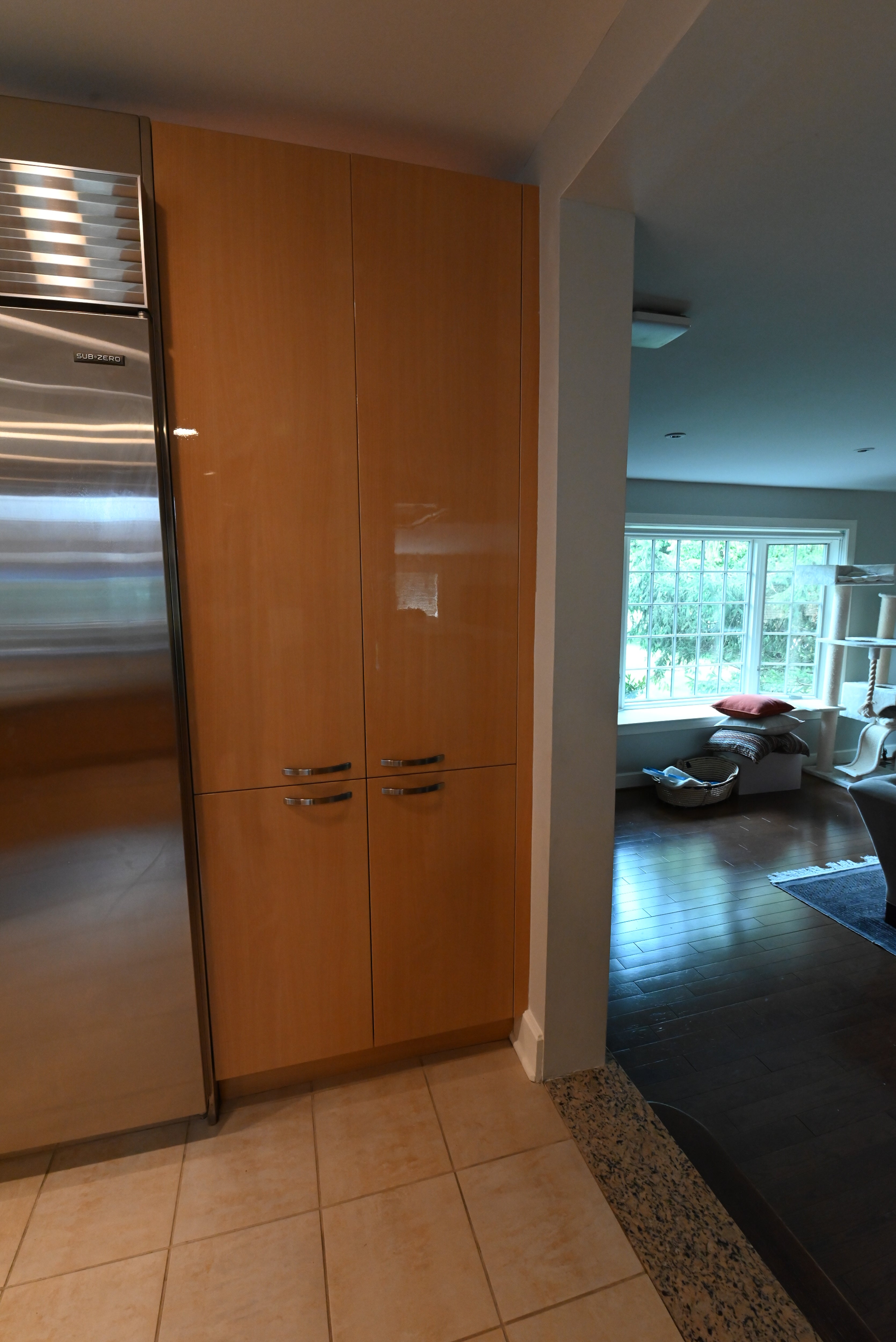 "The Copenhagen" Modern Light Oak Kitchen with Island & 48" Sub-Zero Refrigerator