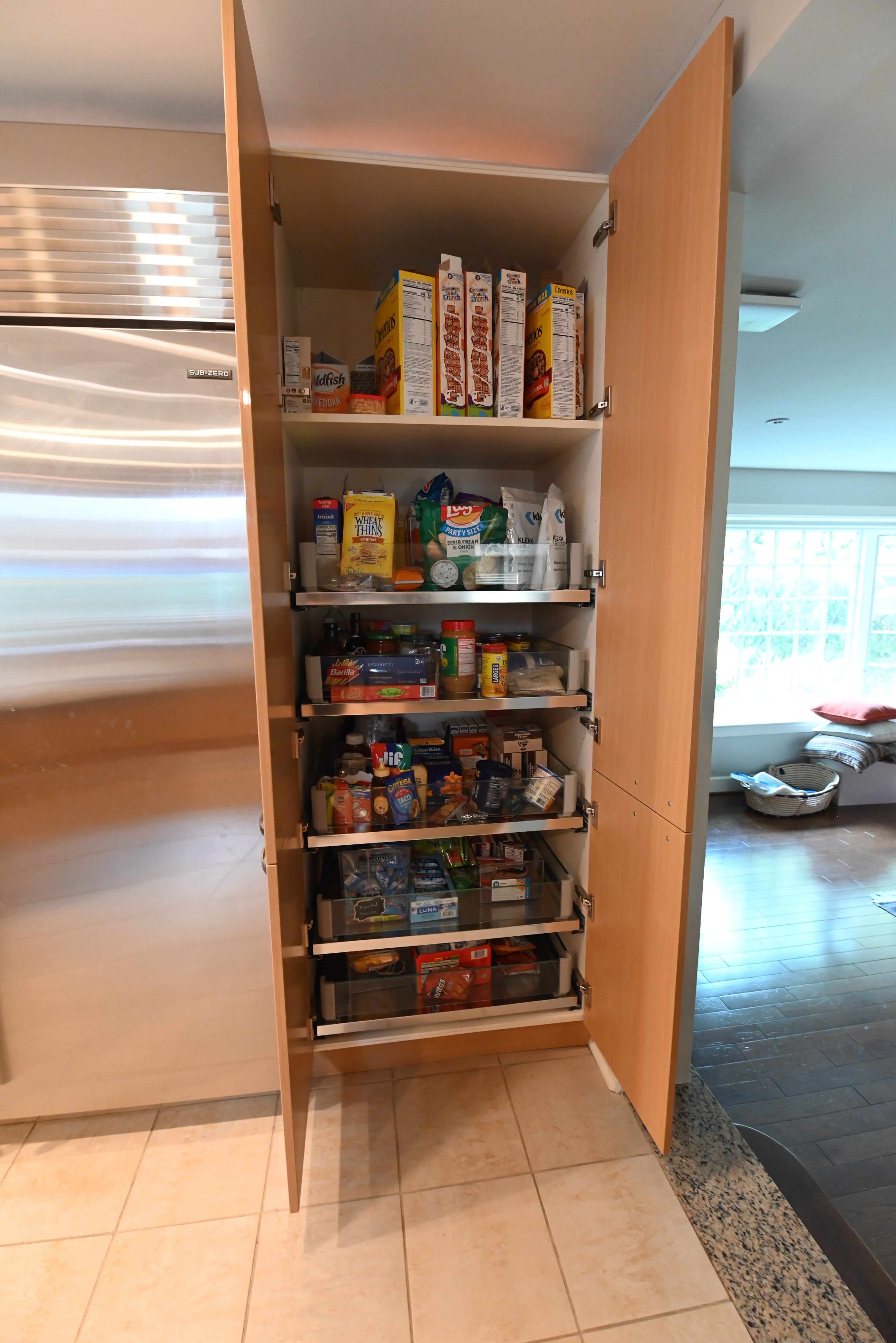 "The Copenhagen" Modern Light Oak Kitchen with Island & 48" Sub-Zero Refrigerator
