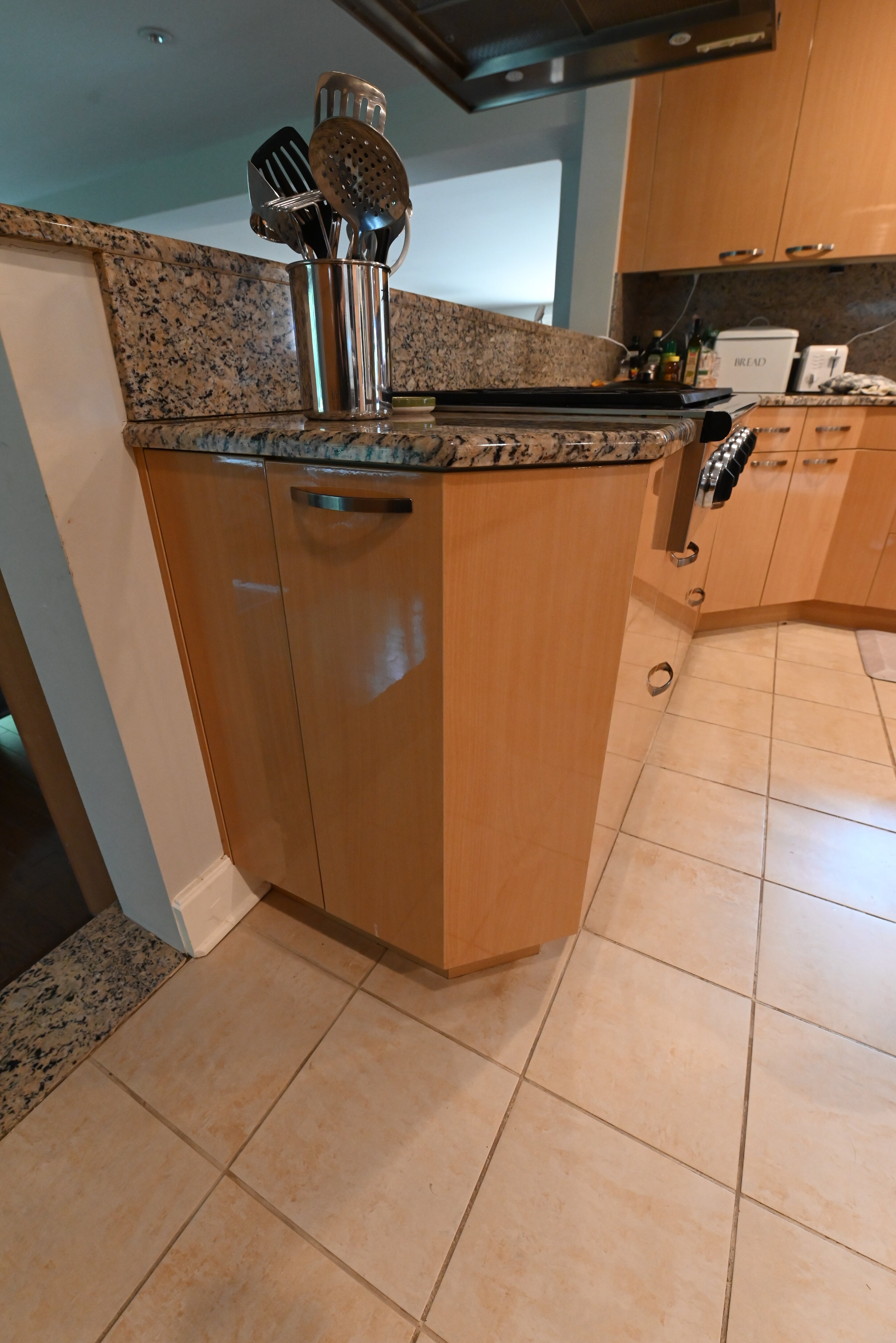 "The Copenhagen" Modern Light Oak Kitchen with Island & 48" Sub-Zero Refrigerator