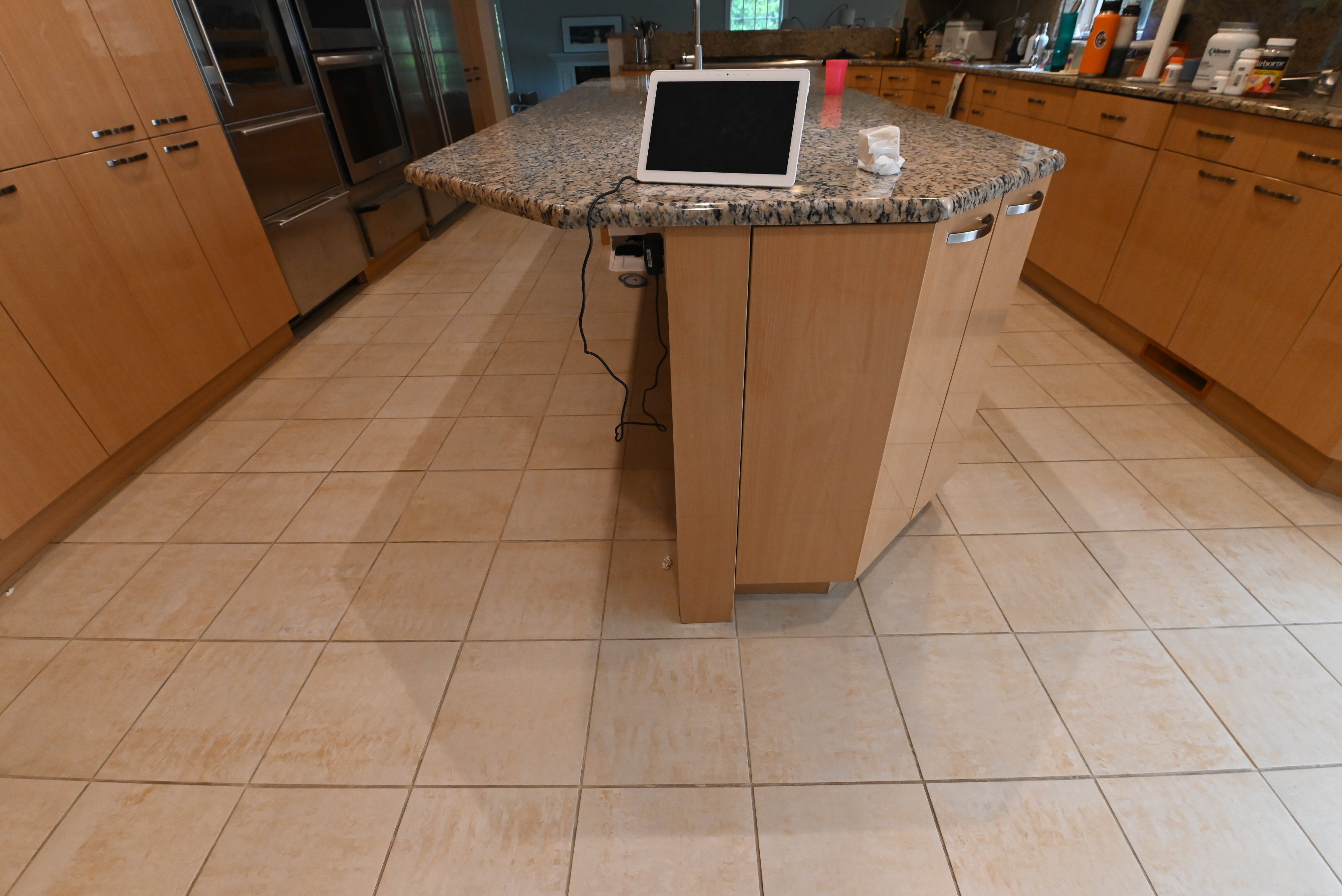 "The Copenhagen" Modern Light Oak Kitchen with Island & 48" Sub-Zero Refrigerator