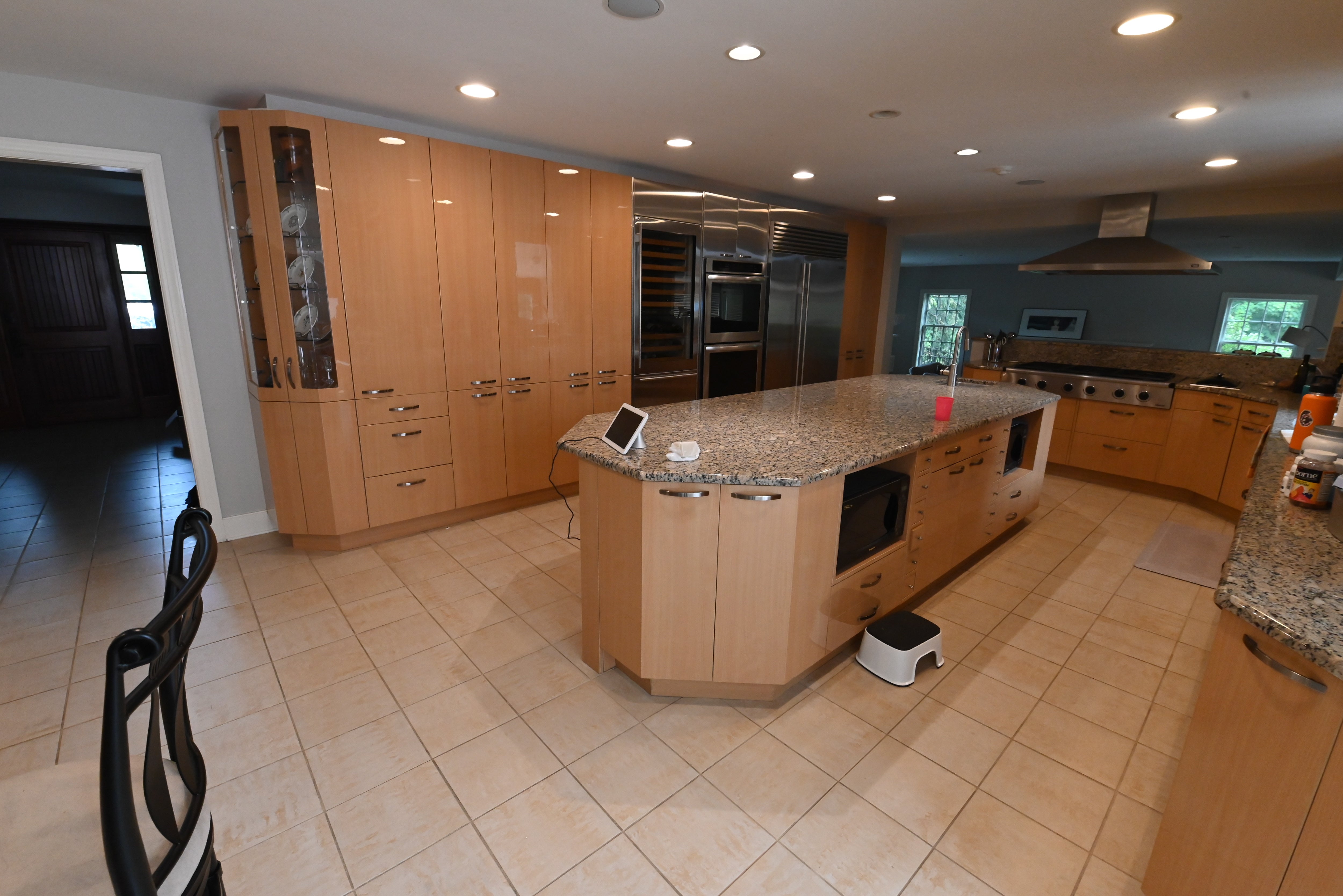 "The Copenhagen" Modern Light Oak Kitchen with Island & 48" Sub-Zero Refrigerator