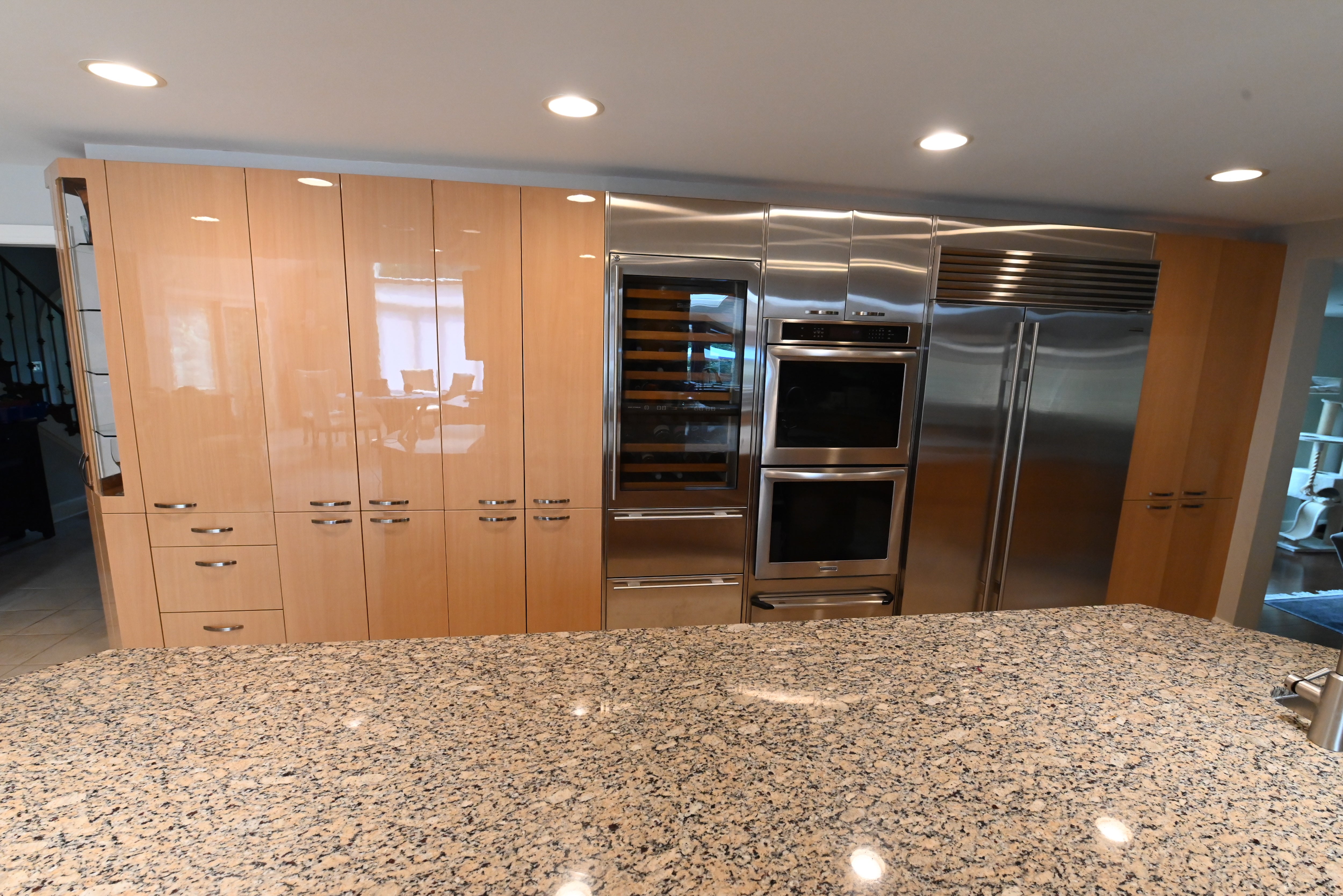 "The Copenhagen" Modern Light Oak Kitchen with Island & 48" Sub-Zero Refrigerator