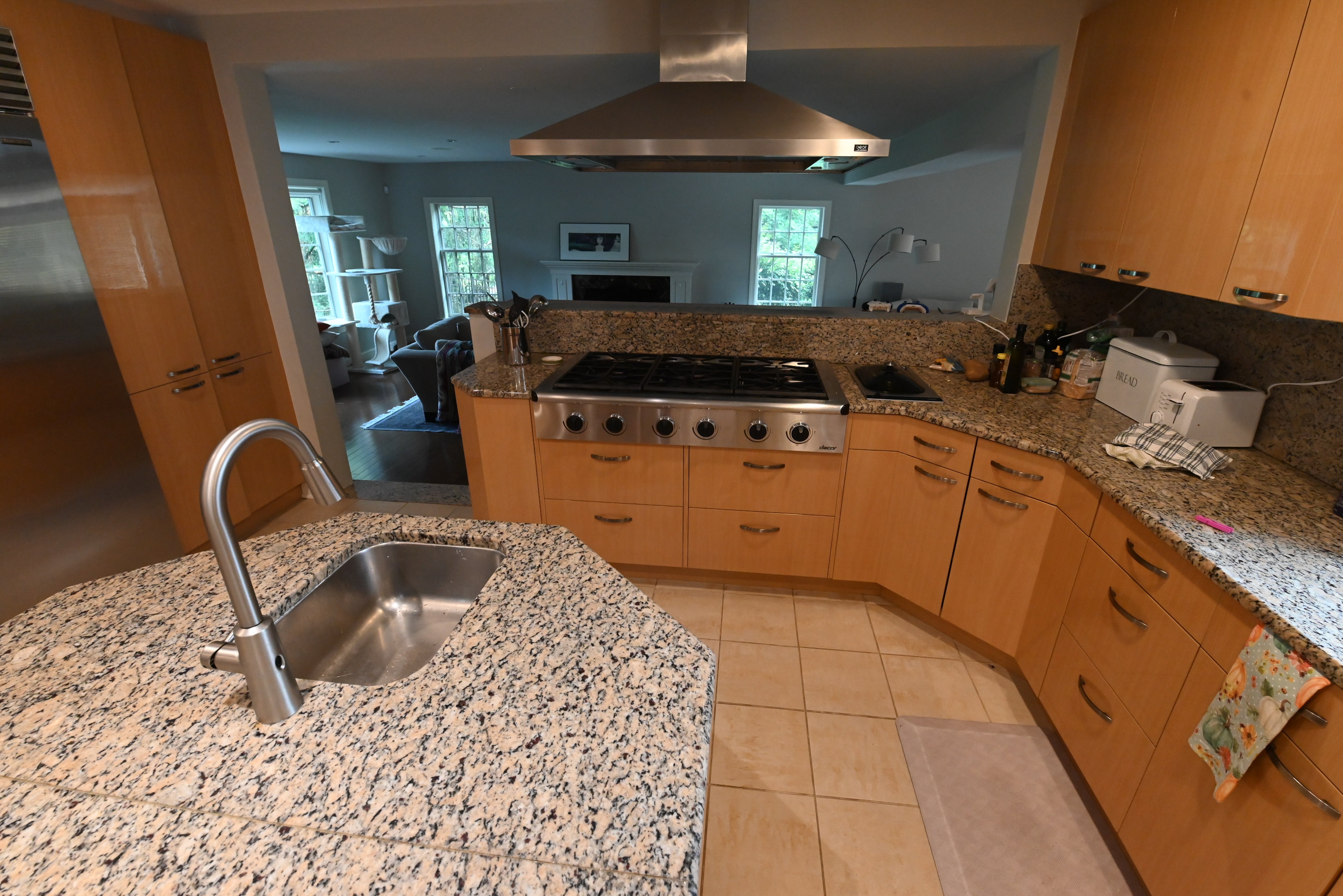 "The Copenhagen" Modern Light Oak Kitchen with Island & 48" Sub-Zero Refrigerator