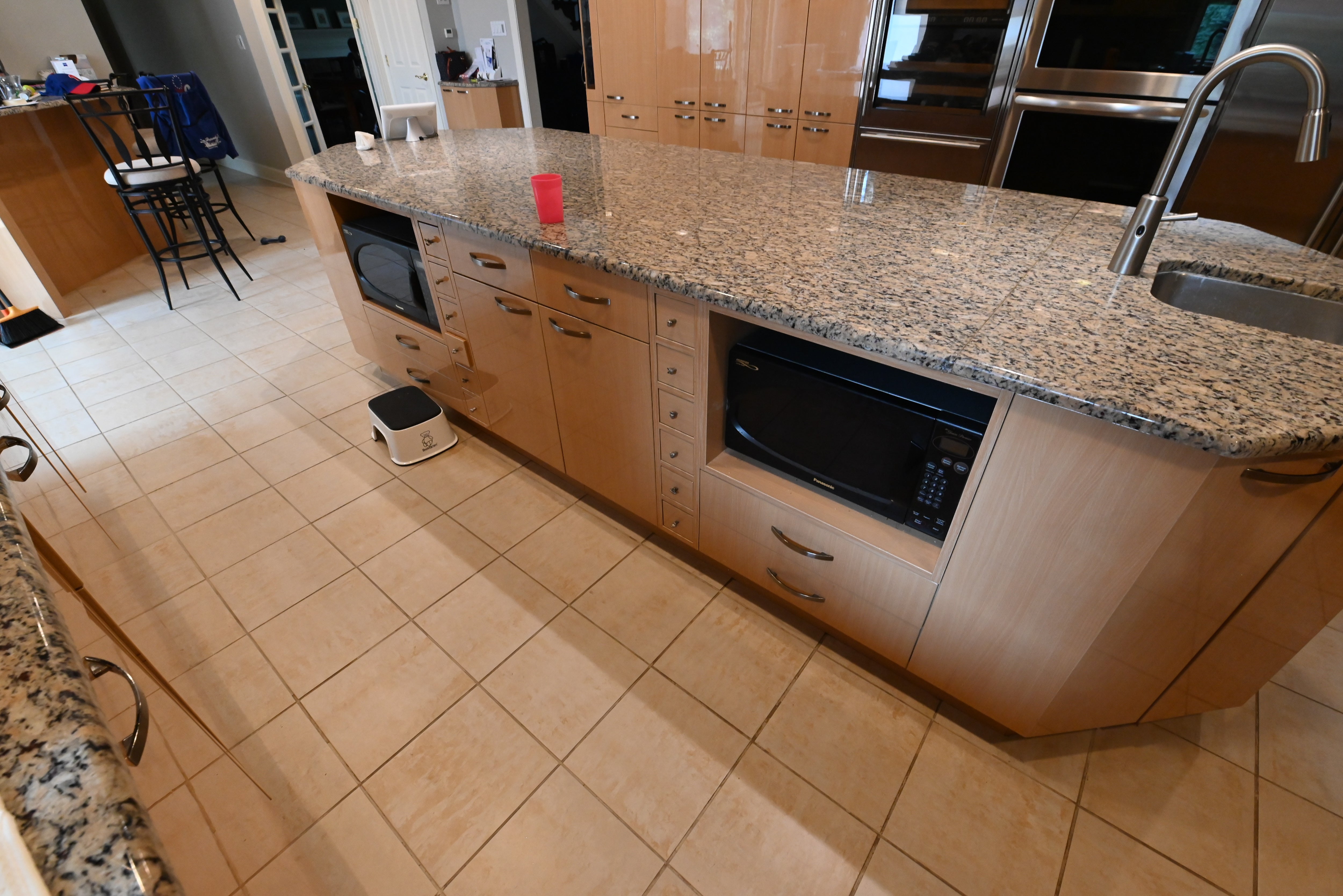 "The Copenhagen" Modern Light Oak Kitchen with Island & 48" Sub-Zero Refrigerator