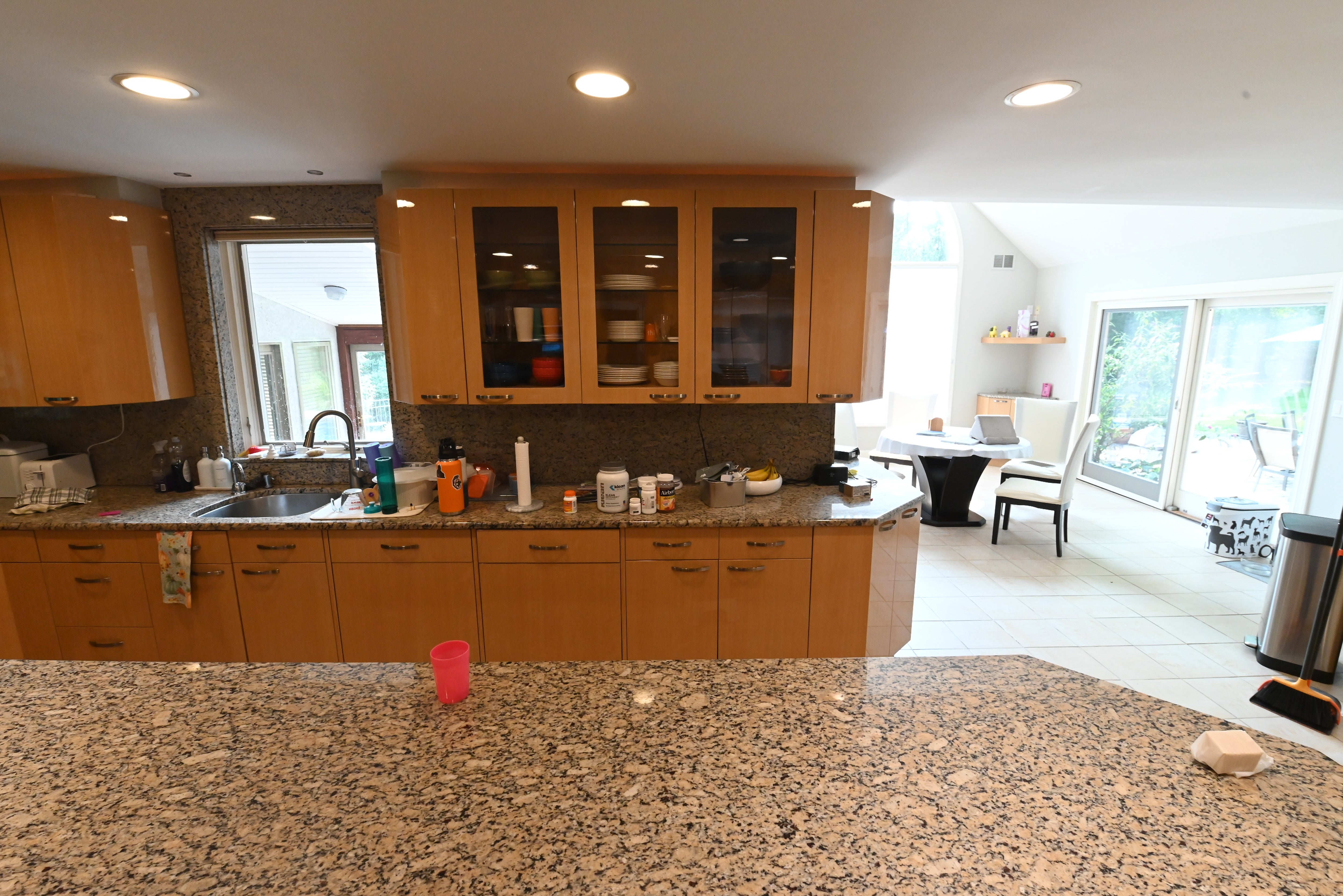 "The Copenhagen" Modern Light Oak Kitchen with Island & 48" Sub-Zero Refrigerator