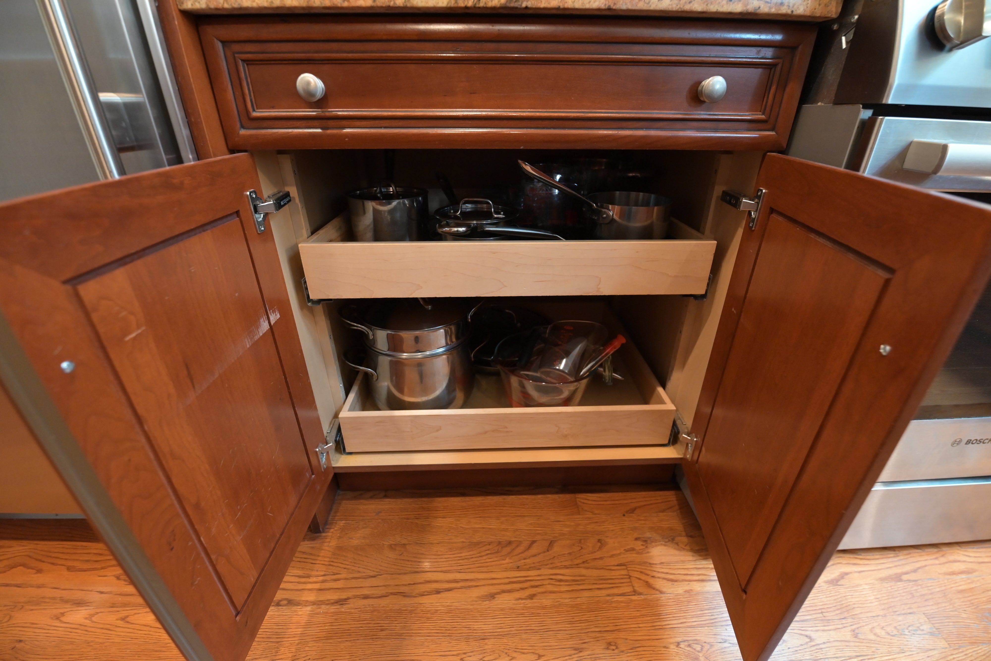 Brookhaven Traditional Wooden Kitchen with Island & Sub-Zero Refrigerator
