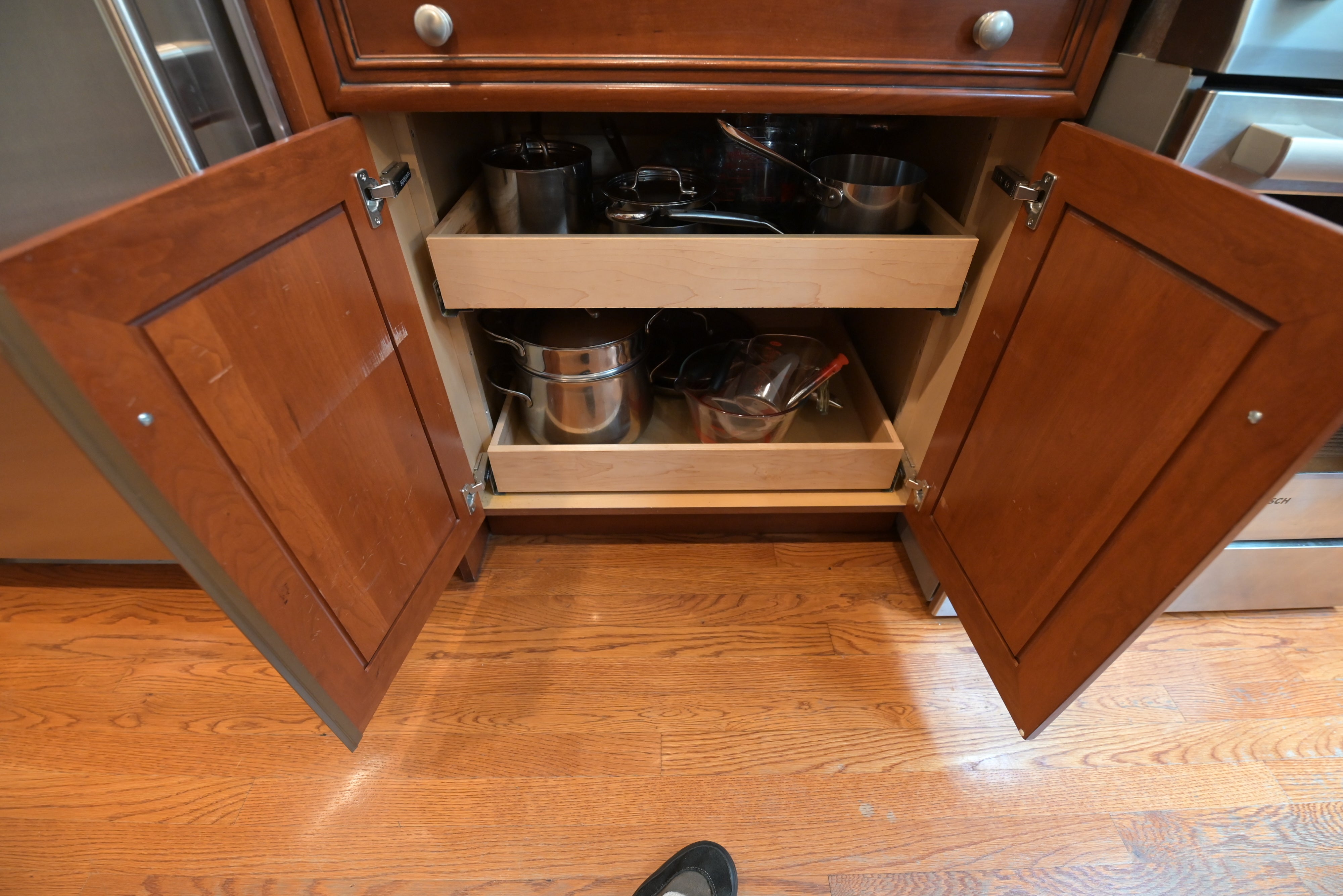 Brookhaven Traditional Wooden Kitchen with Island & Sub-Zero Refrigerator