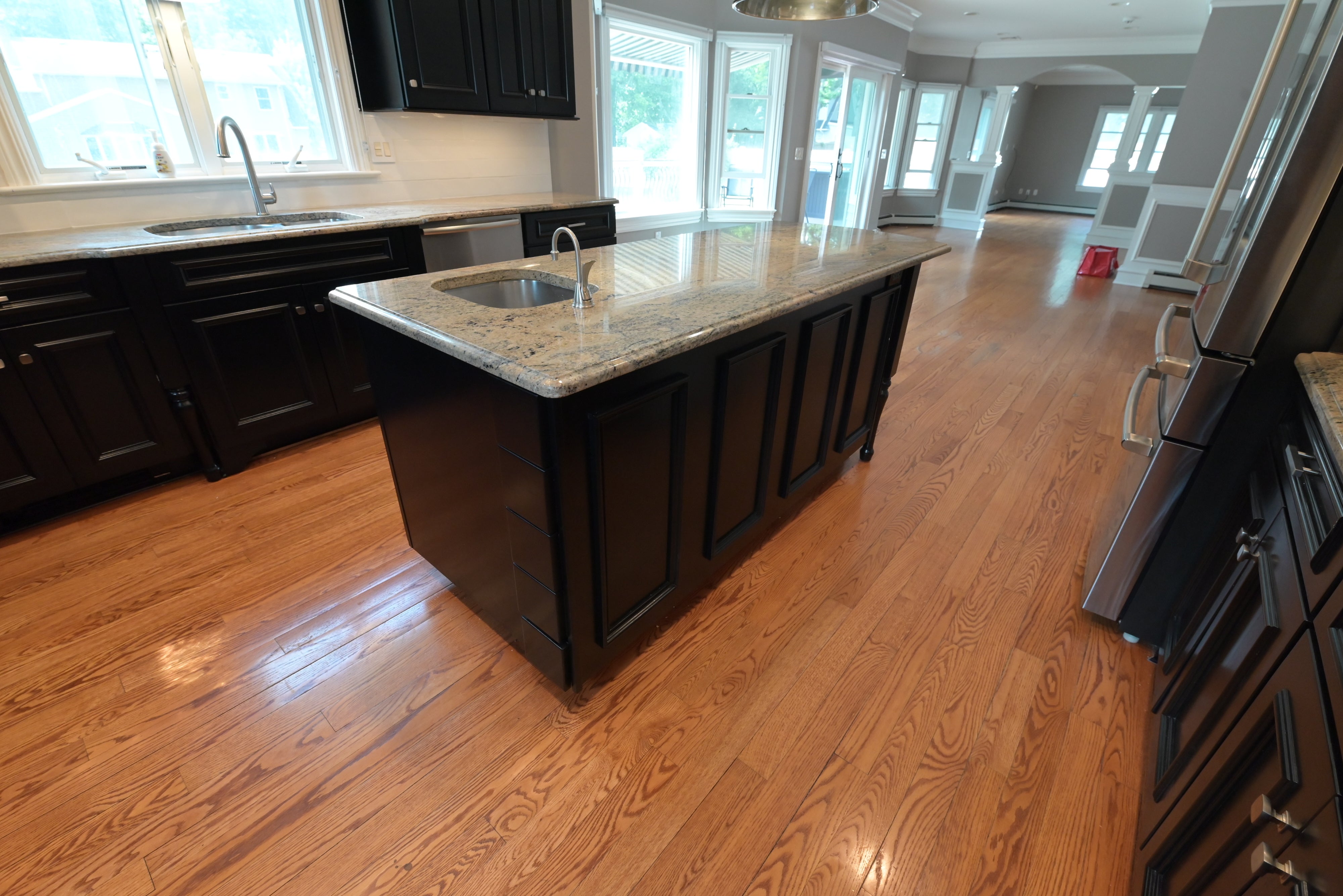 "The Onyx" Transitional Jet Black Kitchen with Island & Appliances
