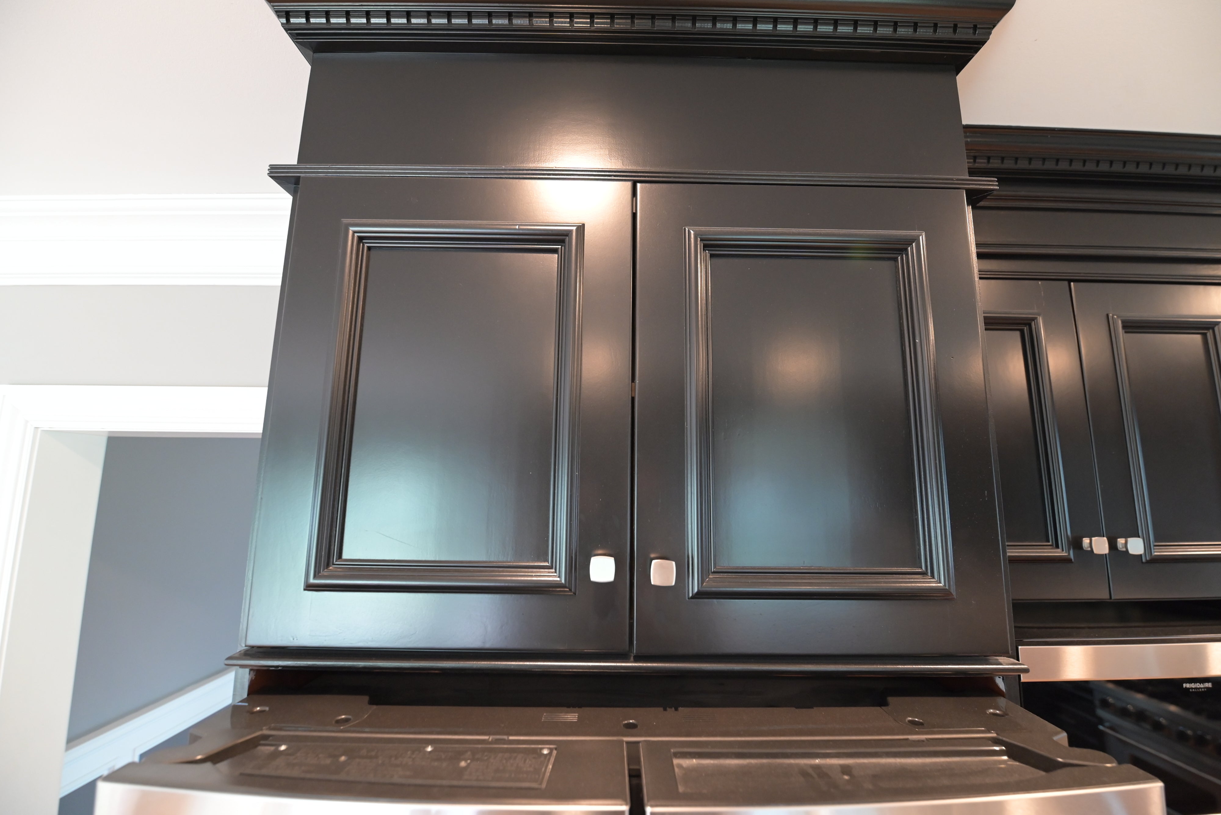 "The Onyx" Transitional Jet Black Kitchen with Island & Appliances